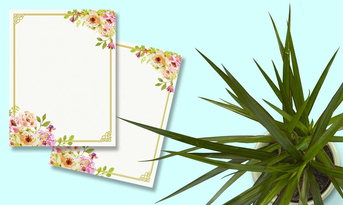 Stationery Writing Paper - Perfect Invitations for Bridal Showers, Birthdays, Weddings, Engagement Party, VIP and All Occasions - 100 Floral Letter Notes for DIY Invitation Kit - Pink and Peach Roses image number 5