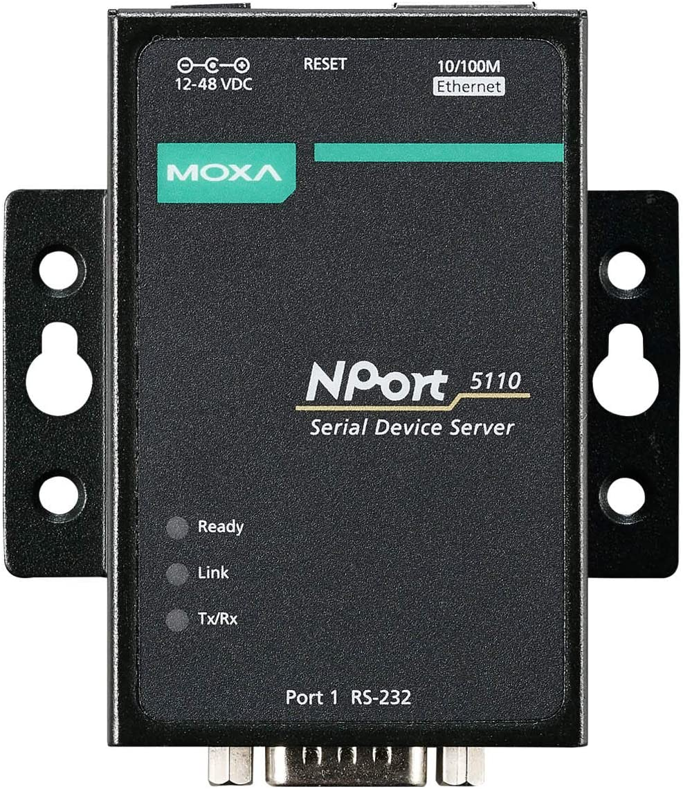 MOXA Nport 5110-1 Port Serial Device Server, 10/100 Ethernet, RS232, DB9 Male image number 1