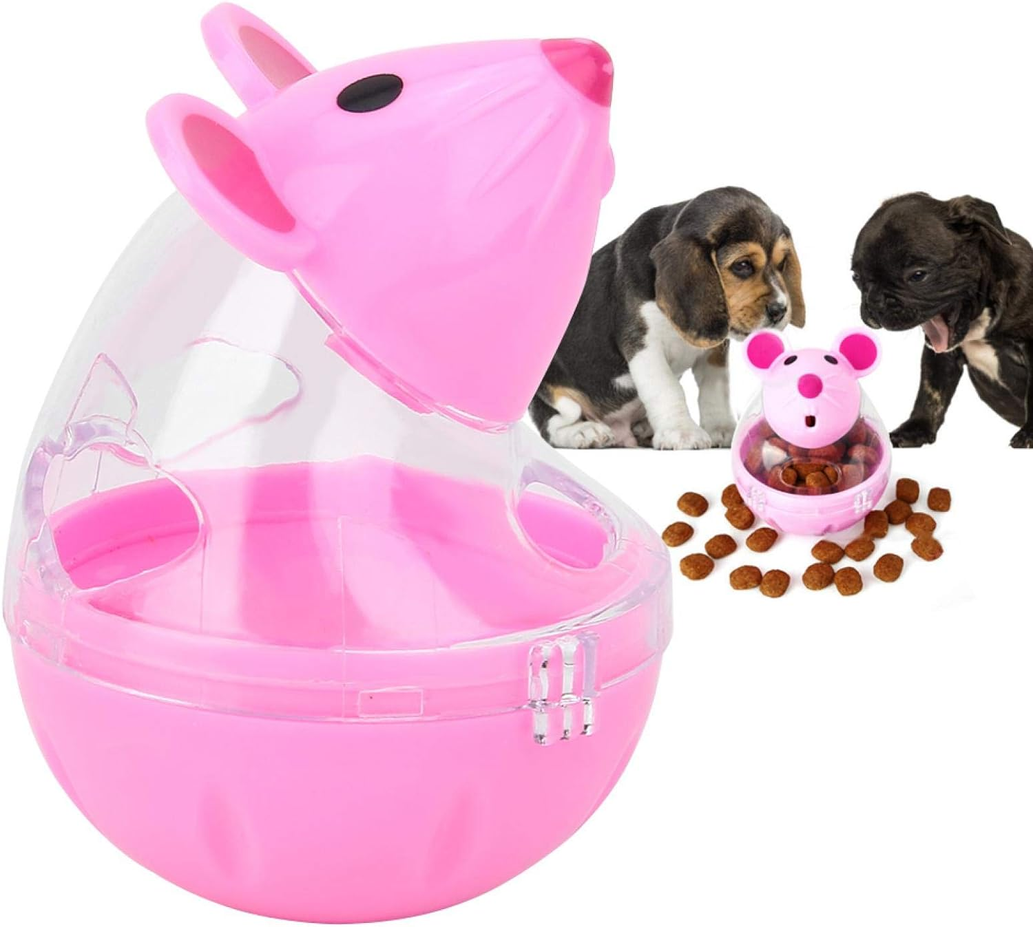 Slow Feeder, Interactive Toy Mice Tumbler Cat Feeder, Plastic Transparent Pratical for Cats(Pink) image number 6