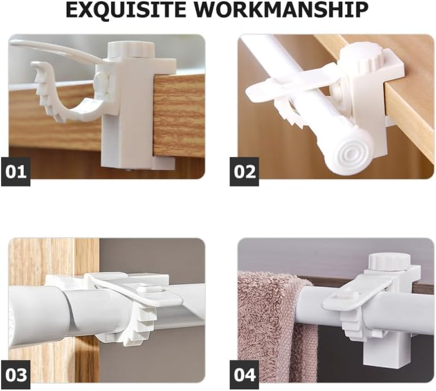 ABOOFAN No Drill Adjustable Curtain Rod Brackets Nail-Free Adhesive Rod Holders for Window Curtains and Towel Rods Easy Installation Rust Resistant Plastic image number 6