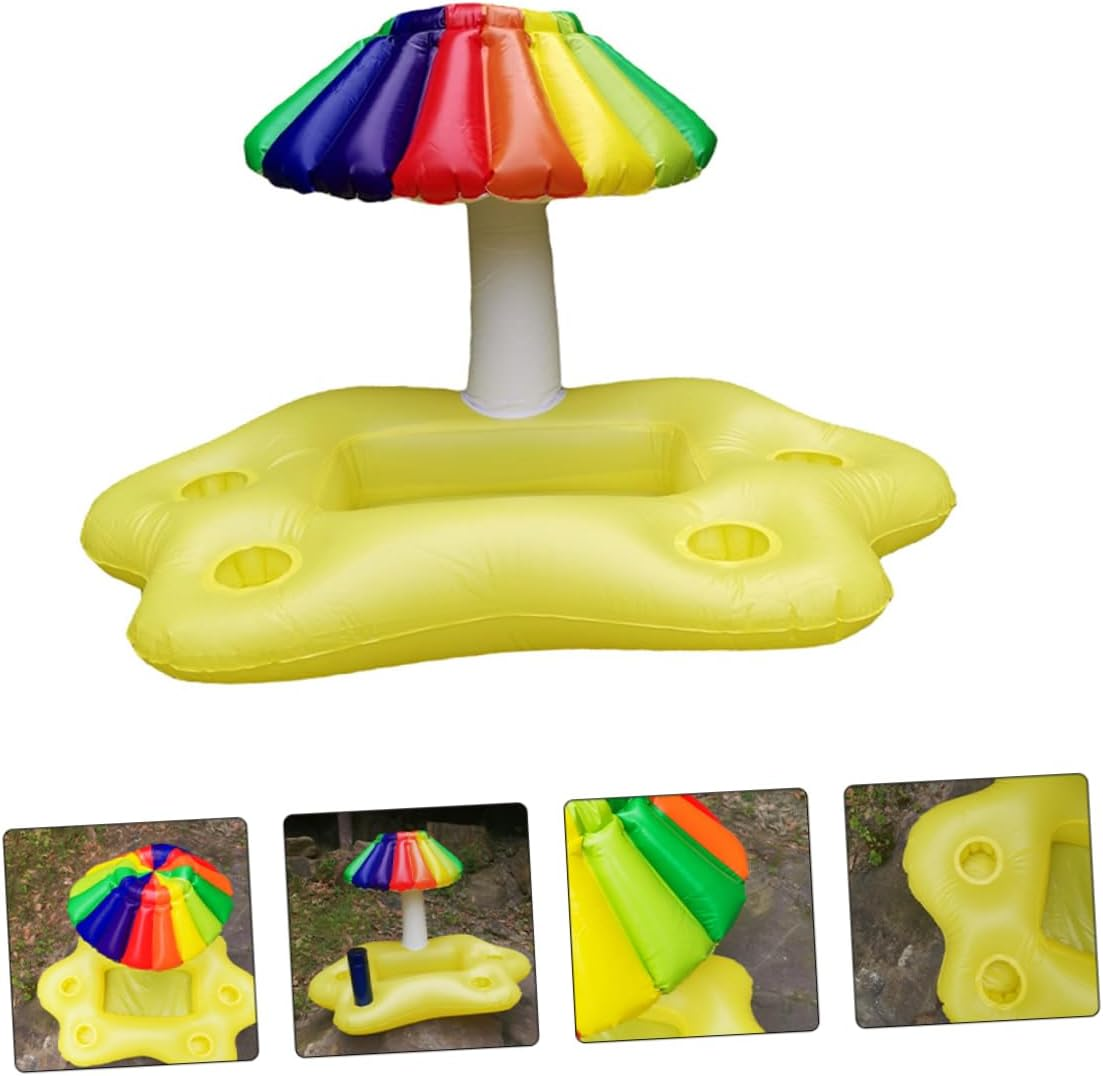 Inflatable Drink Float and Floating Drink Tray Multi-Hole Design, Rainbow Cloud Pattern Pool Cooler for Adult Entertainment and Water Toy Use image number 4