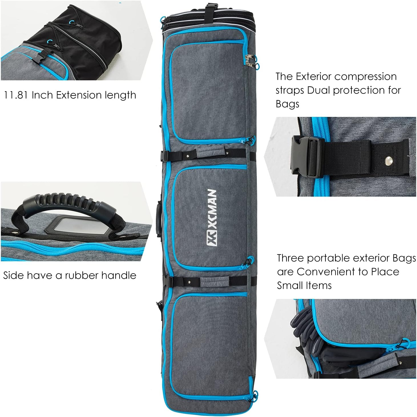 XCMAN Roller Snowboard Bag with Wheels Adjustable Length&hellip; image number 4
