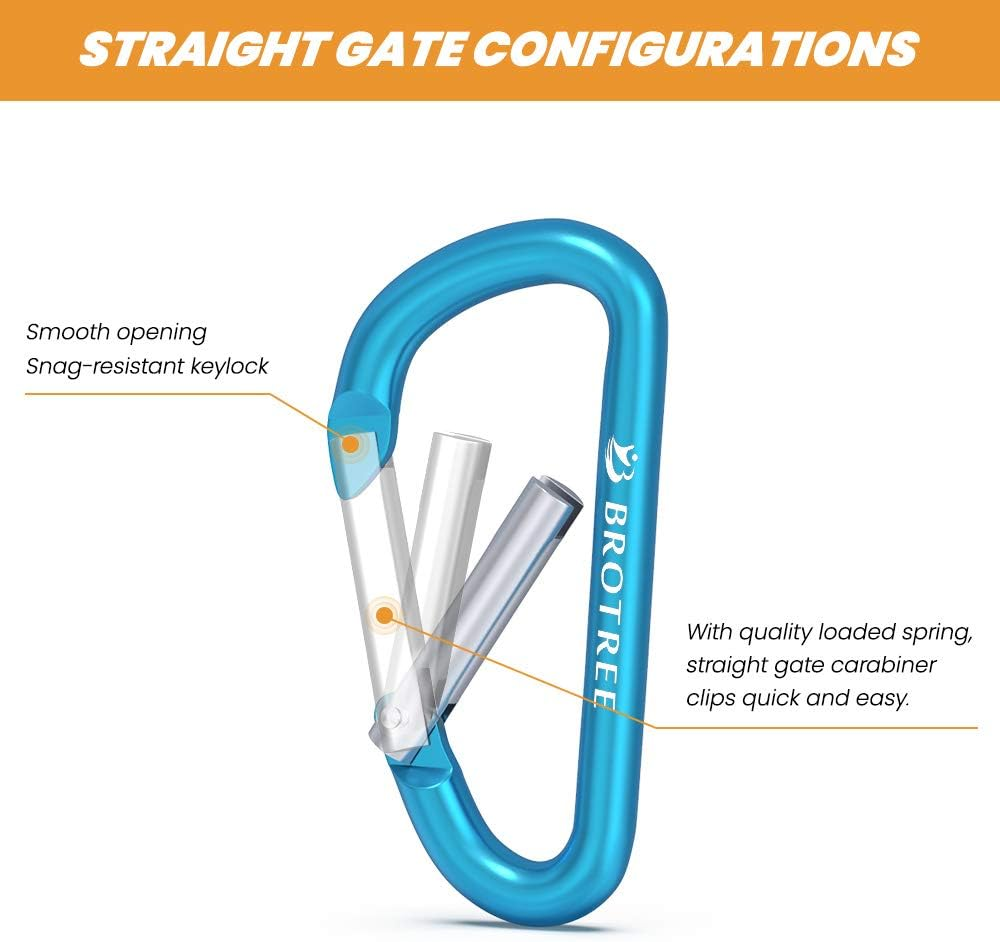 Brotree Small Carabiner Clips Mini Locking Carabiner - 6Cm Aluminum D-Ring image number 2