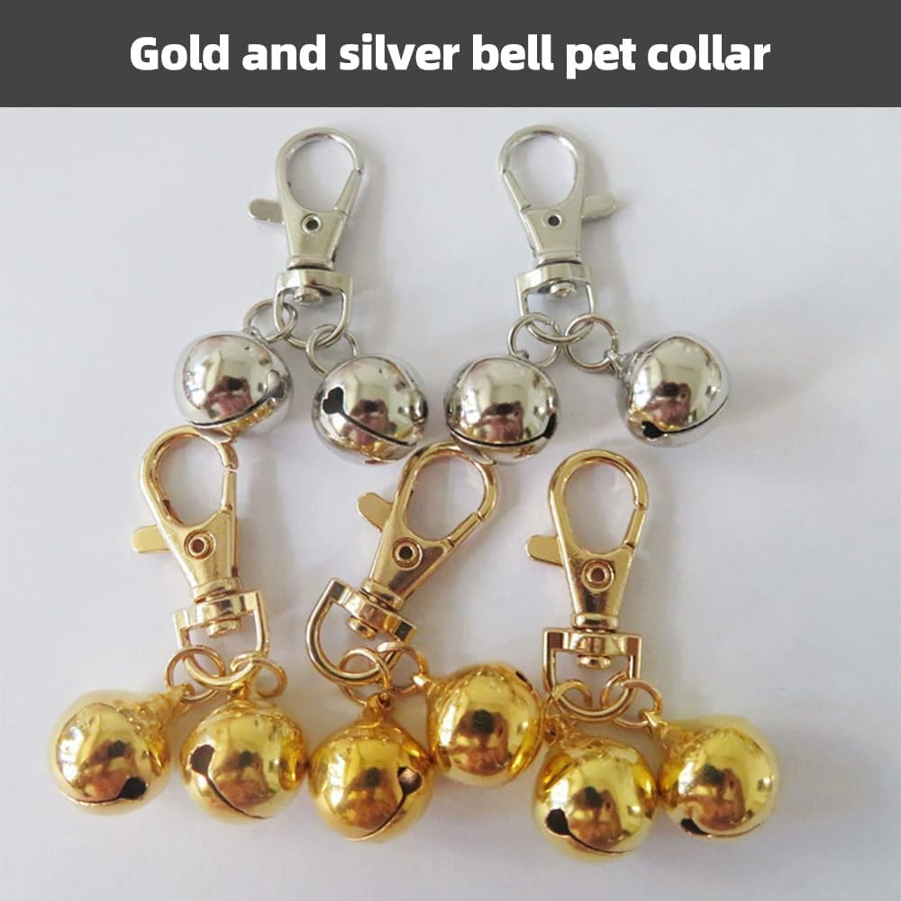4 Pcs Pet Bells 304 Stainless Steel Dog Bells Gold and Silver Bell Training Charm Pendants Jewelry for Pet Dog Cat Necklace Collar