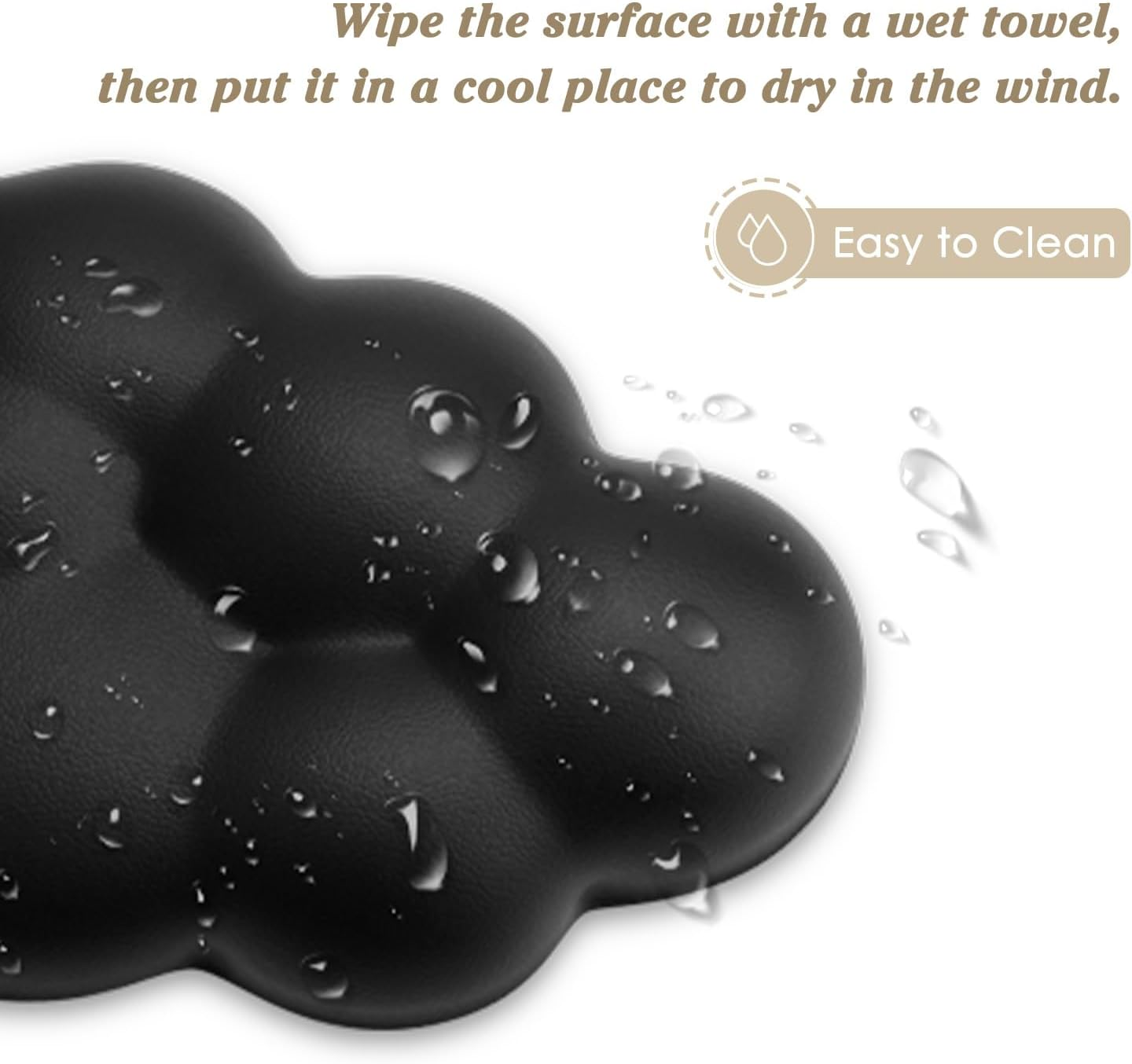 Cloud Wrist Rest Cushion for Mouse Ergonomic Soft PU Leather Memory Foam Wrist Pain Relief Mouse Wrist Support Pad with Anti-Skid Base for Office School Home Laptop & Computer Mouse (Black)