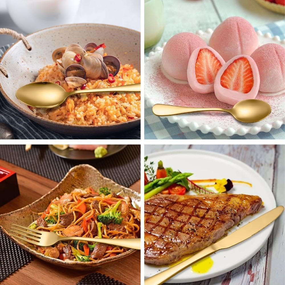 Harmony House Royal Luxurious 24 Piece Gold Stainless Steel Gold Cutlery Set image number 4