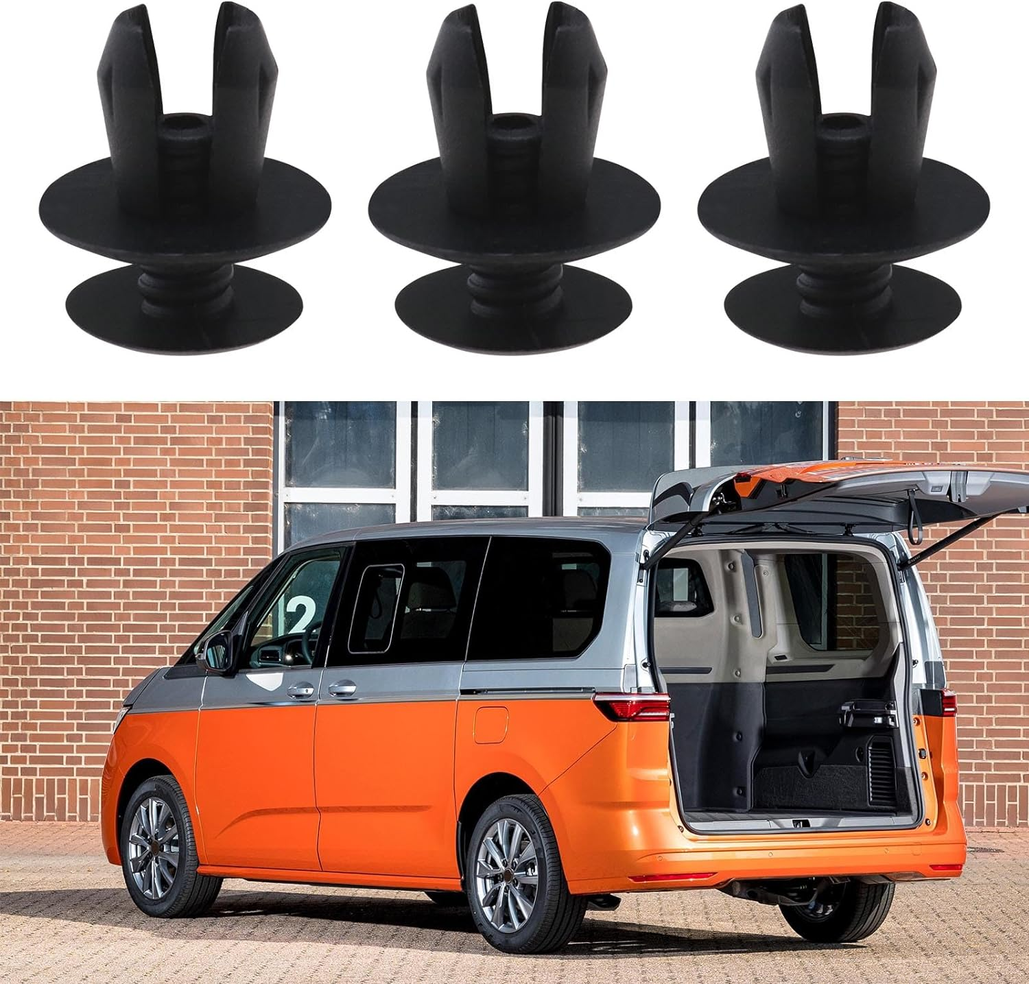 Emagtech 50Pcs Trim Panel Lining Clips Replacement 70186729901 701867299 Compatible with VW T4 T5 Car Trim Clamps Door Panel Clips Black image number 3