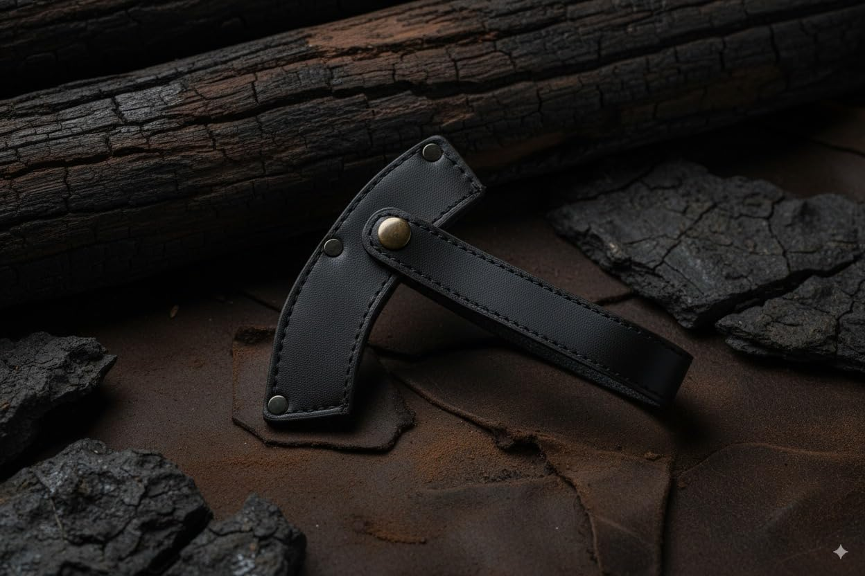 Wilora Wood Handle Hatchet | Camping Axe with Ring-Cupped Oak Handle, 45# Steel Blade, PU Sheath, and Lanyard | Firewood Splitting and Survival Tool image number 3