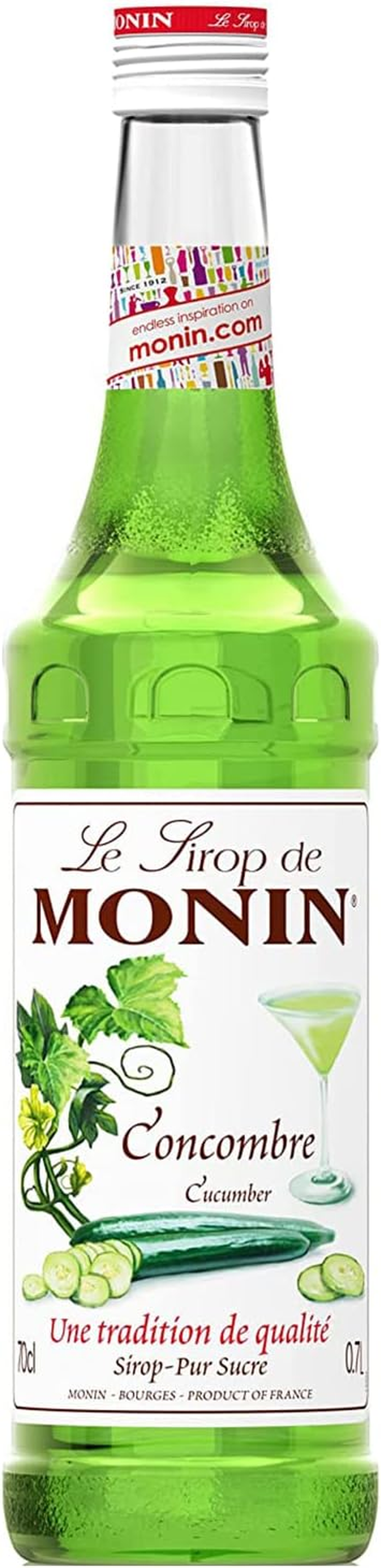 Monin Cucumber Syrup, Crisp and Cool, Bring Garden Freshness to Cocktails, Teas and Sodas, Vegan, Non-Gmo, 700 Ml image number 1