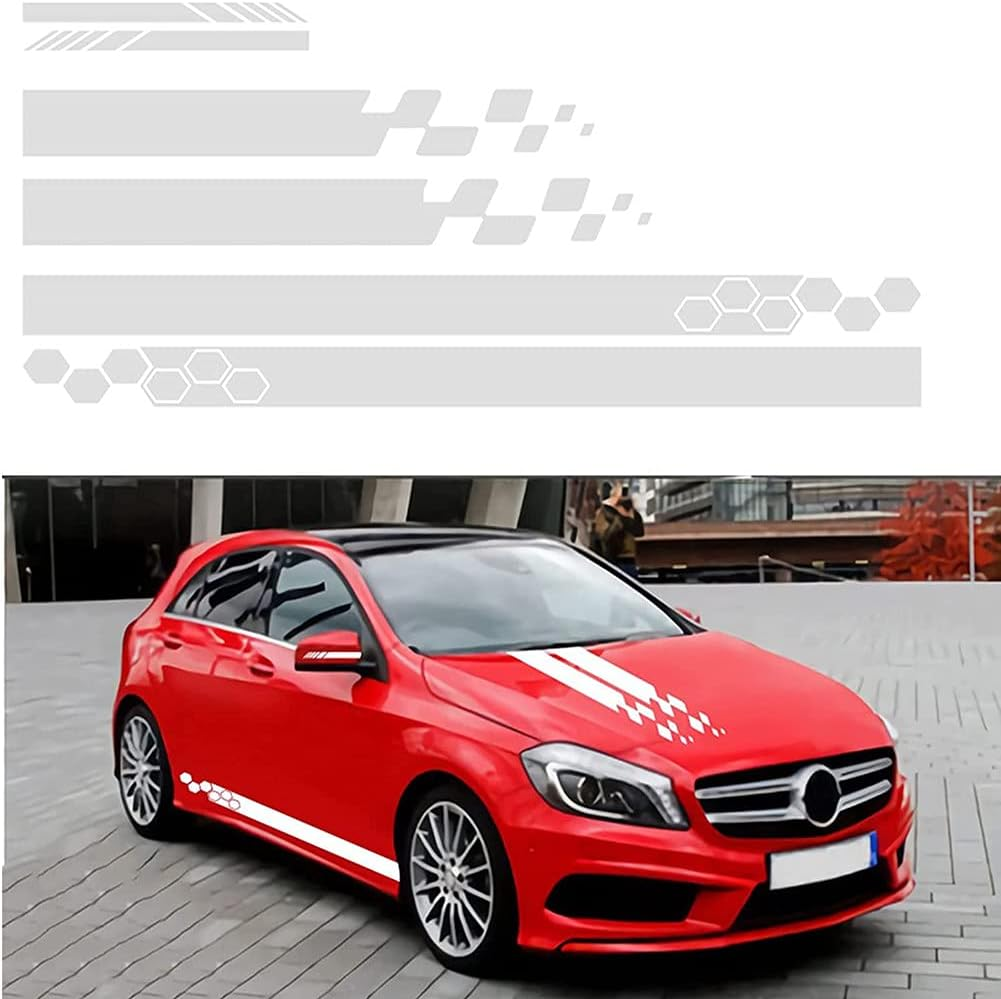 Rojuicy 5 Pieces Vinyl Car Side Stickers Decorative Auto Body Racing Sports Decals Car Truck DIY Decal Stripes Vinyl Sticker Accessories 1-2 Days Delivered