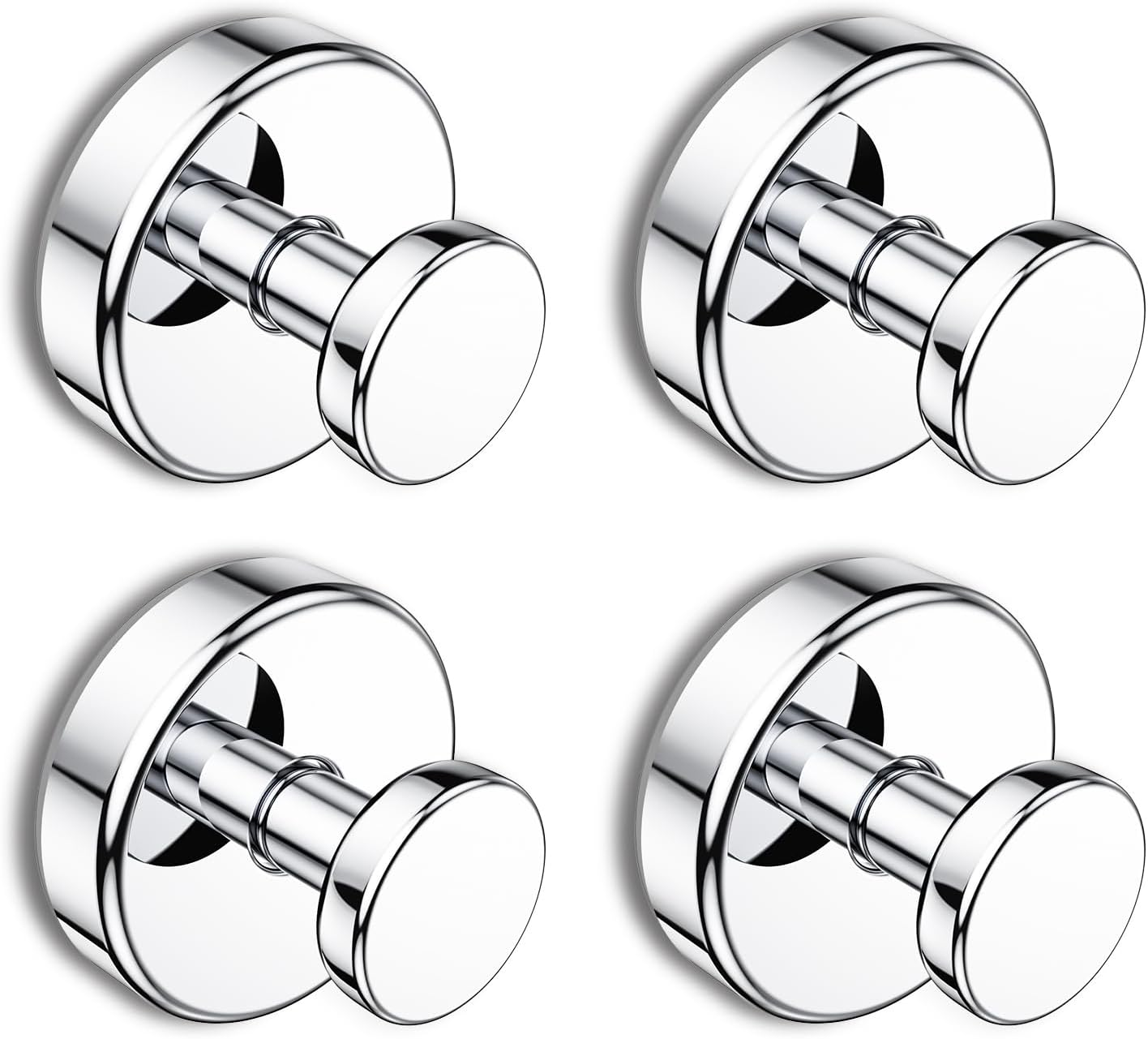 Suction Cup Hooks for Shower, Removable Towel Hooks for Bathroom Window Glass Door Wall 4 Pack, Chrome