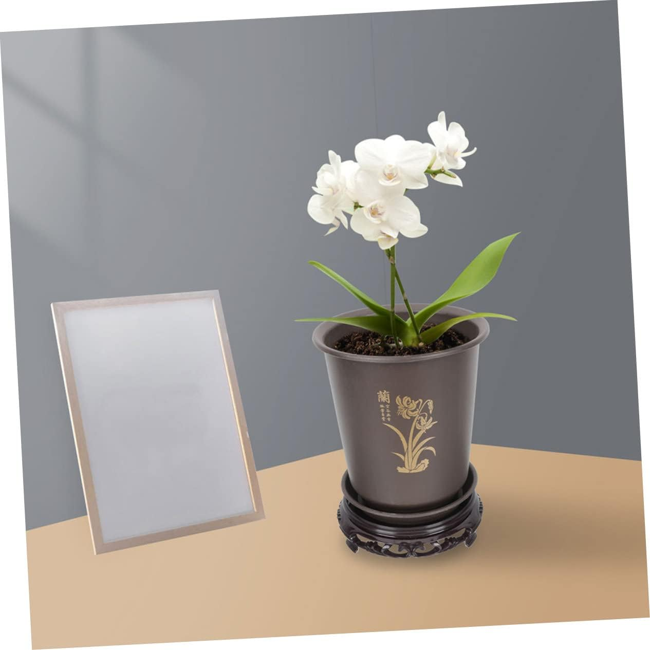 MERRYHAPY 2Sets Orchid Flowerpots Base for Indoor Plants Chic and Decorative Flower Pots Material for Ferns image number 2