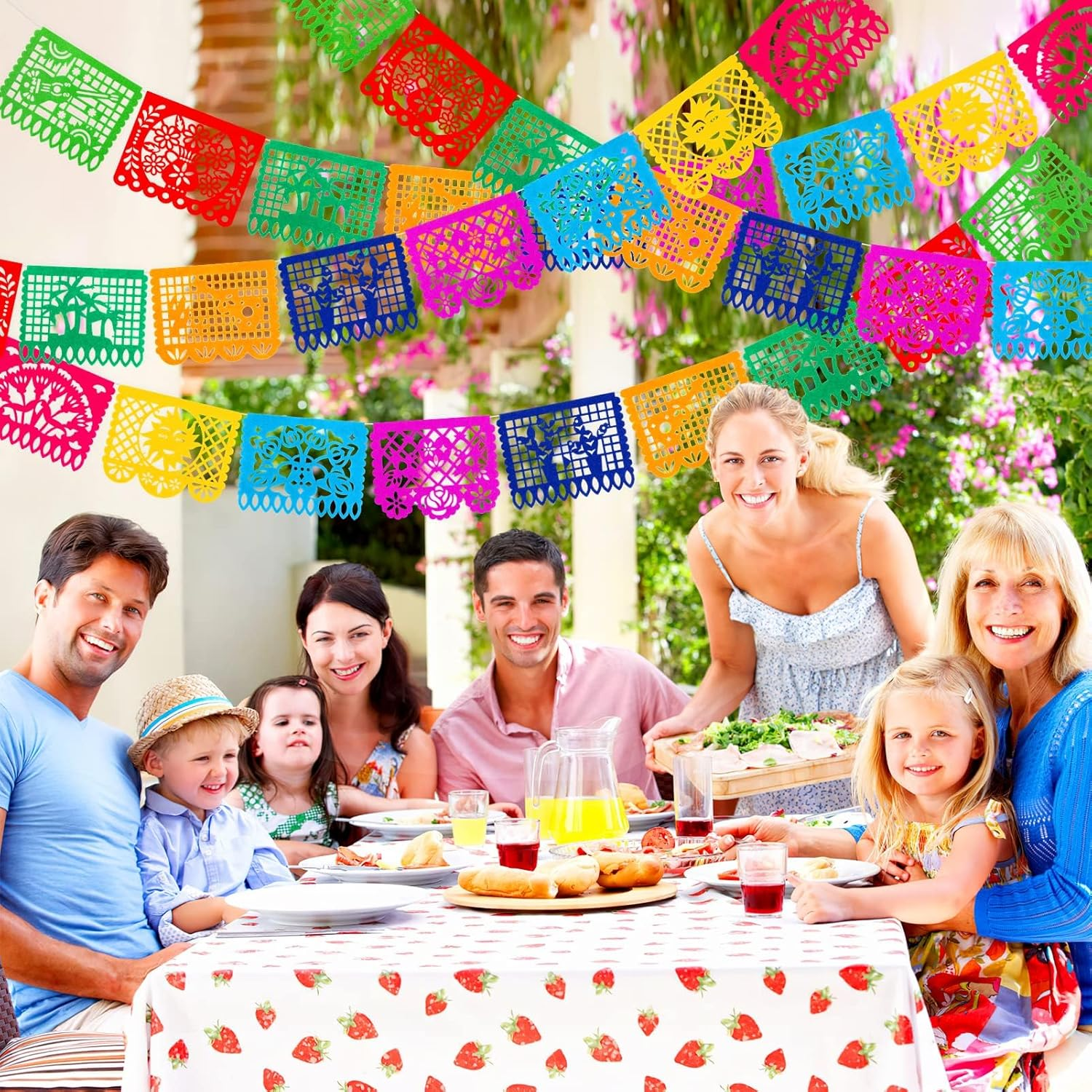 Hapurs 4 Packs Mexican Party Banner 38 Feet Fiesta Banner Cinco De Mayo Dia De Los Muertos Decor Day of the Dead Decorations Mexican Fiesta Themed Party Decorations Supplies image number 3