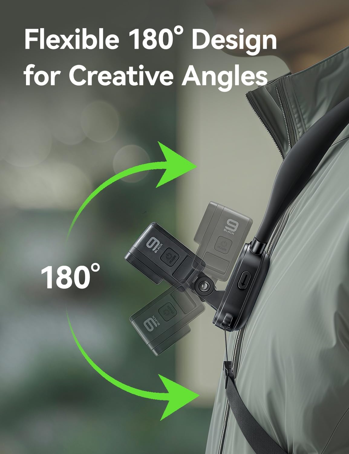 Llano Magnetic Neck Mount with Adjustable Chest Strap for Gopro 13/12/11/10/9, DJI Osmo Action 5/4/3, Insta360 X5/X4/X3/Ace Pro 2, AKASO, Comfortable Air Cushion and Ergonomic Design, POV Vlogging image number 2