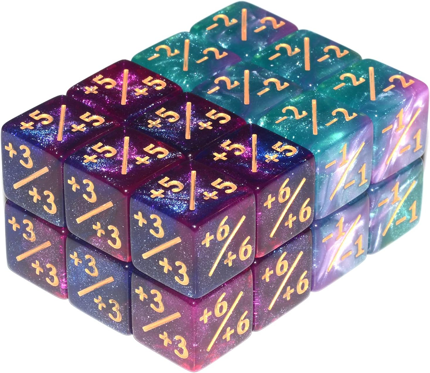 Six Sided Dice Set, 24Pieces Galaxy Counter Dice Token Dice Tracking Counter for MTG CCG Card Gaming image number 1