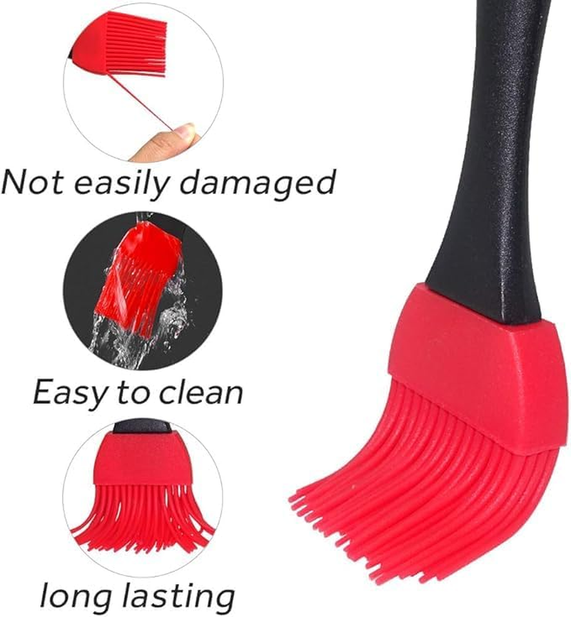 2PCS Basting Brush Silicone Pastry BBQ Brushes Grill Oil Brush Removable Soft Heatproof Durable Perfect for Grilling Marinating Meat Steaks Cakes Honey Spring Rolls Red Black 8 X 1.5 Inch image number 6