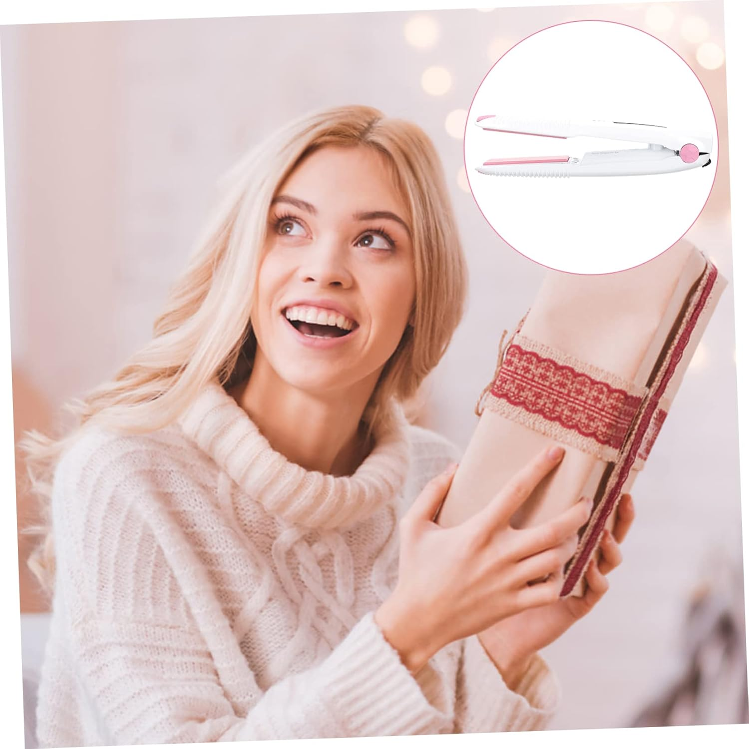 Wireless USB Rechargeable Hair Curler and Straightener, Mini Portable Cordless Hair Styling Tool for Travel and Home, Pearl White image number 3