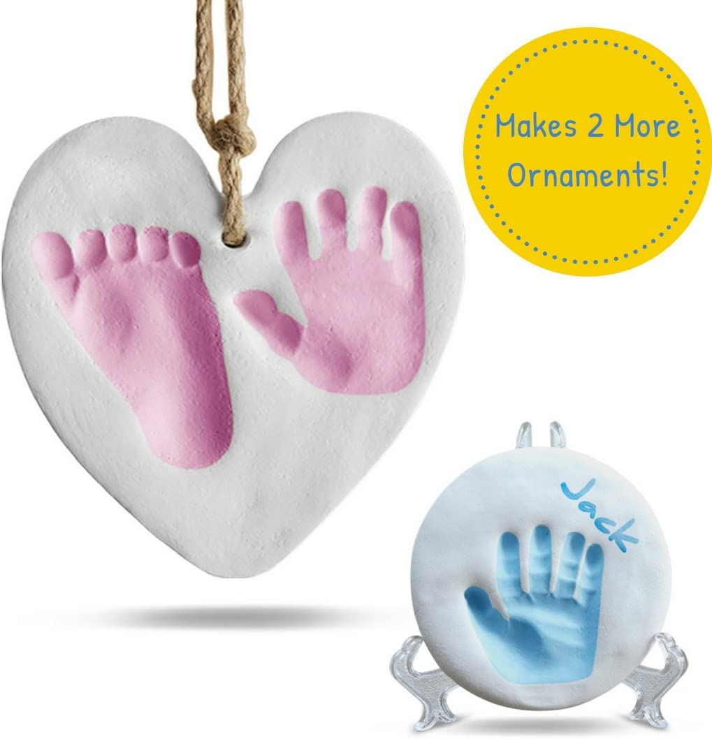 Baby Handprint & Footprint 2 Pack Air-Drying Clay Ornament Refills for Newborns & Infants to Make More Ornaments, Personalised Keepsake, Display on Room Wall, Nursery & Christmas Tree D&eacute;cor image number 1