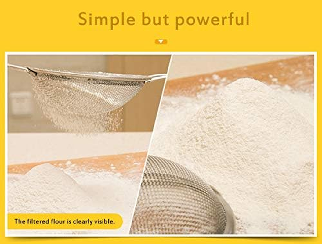 Set of 3 Stainless Steel Mesh Strainer Colander Sieve with Handle - Small, Medium and Large - Ideal for Straining Quinoa, Spaghetti, Yogurt, Tea and More image number 3