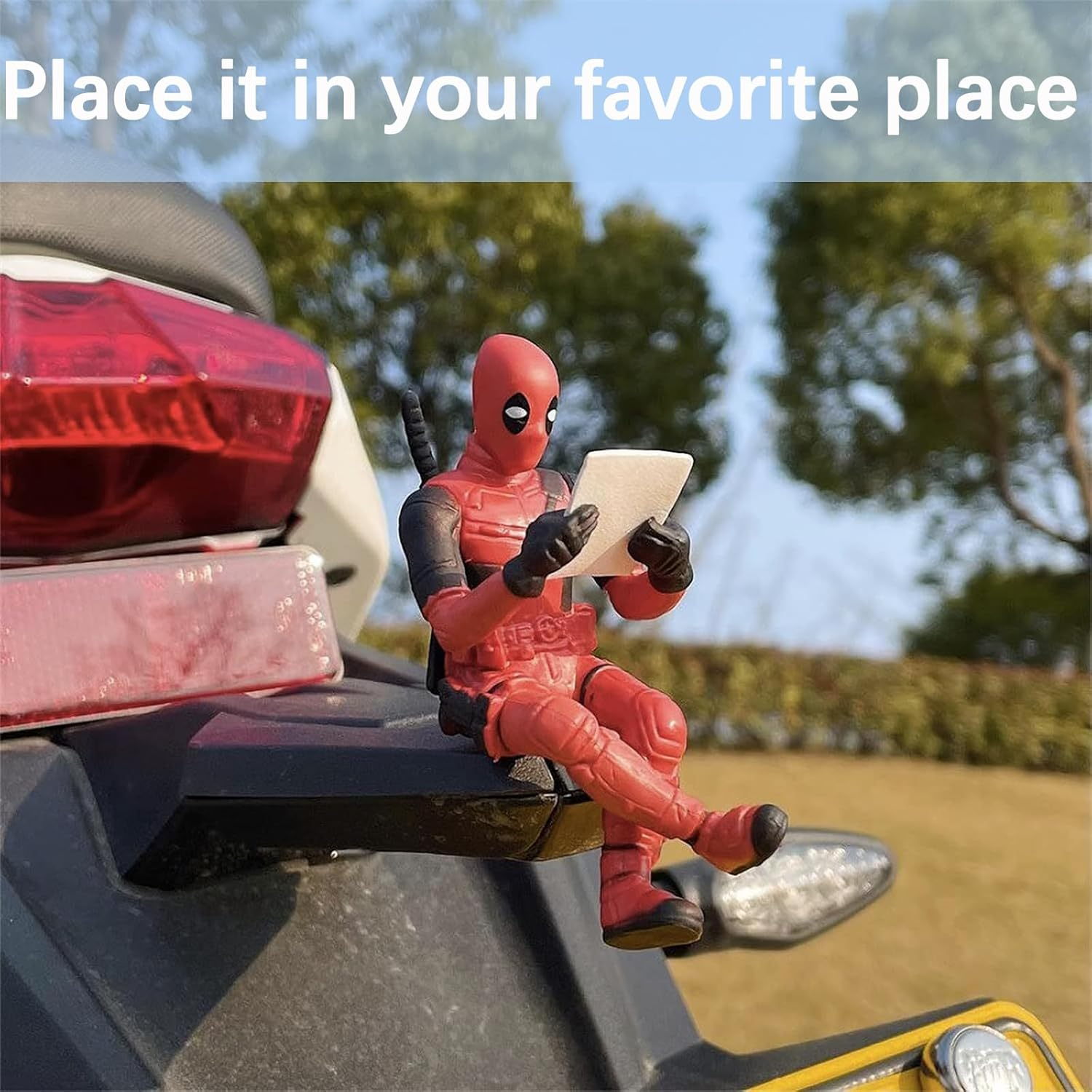 1PCS Deadpool Model Ornaments Home Office Desk Charm Christmas Ornaments Auto Motorcycle Truck Decoration（Sitting Style） image number 3
