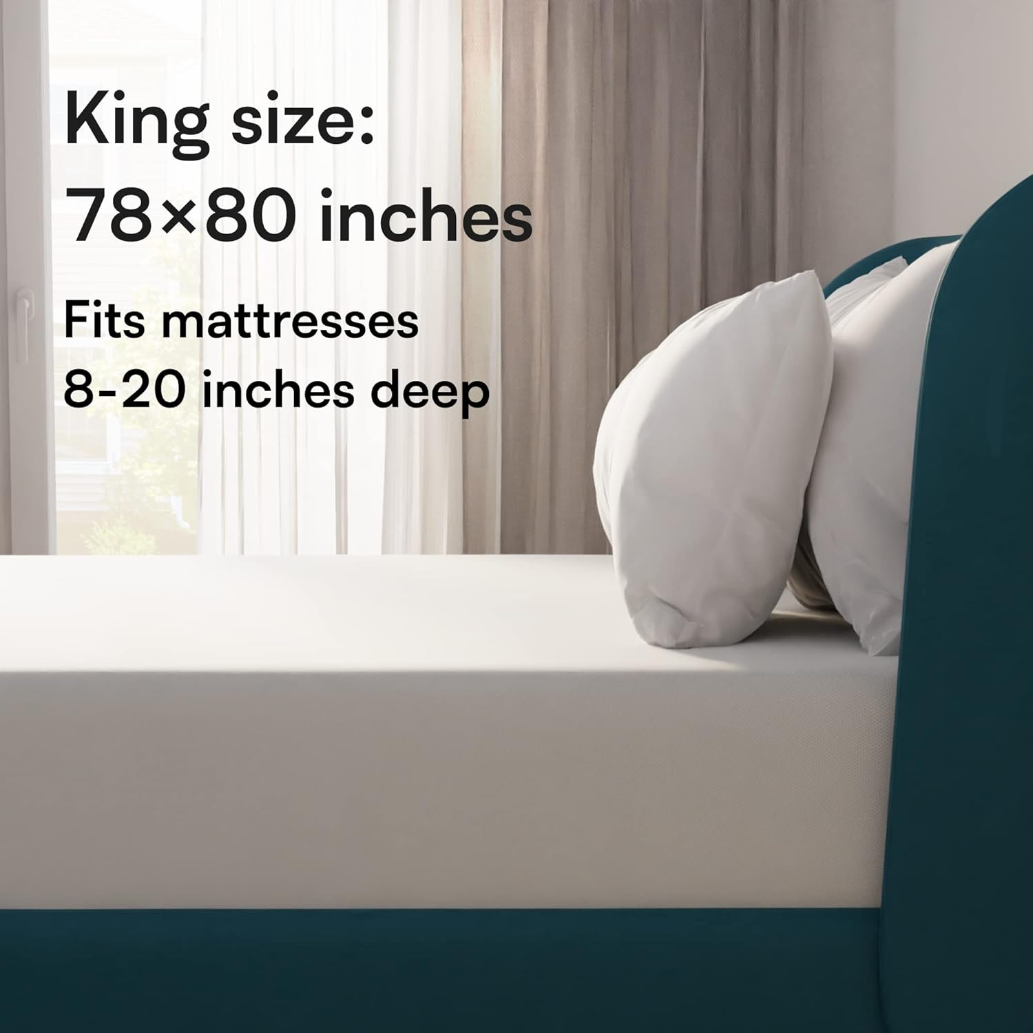 King Waterproof Mattress Protector Extra Deep Terry Cotton Cover Pad Breathable anti Allergy Dust Mite Bacterial Hypoallergenic Vinyl Fre E Bed Cover Fully Fitted 8-20Inches Deep image number 4