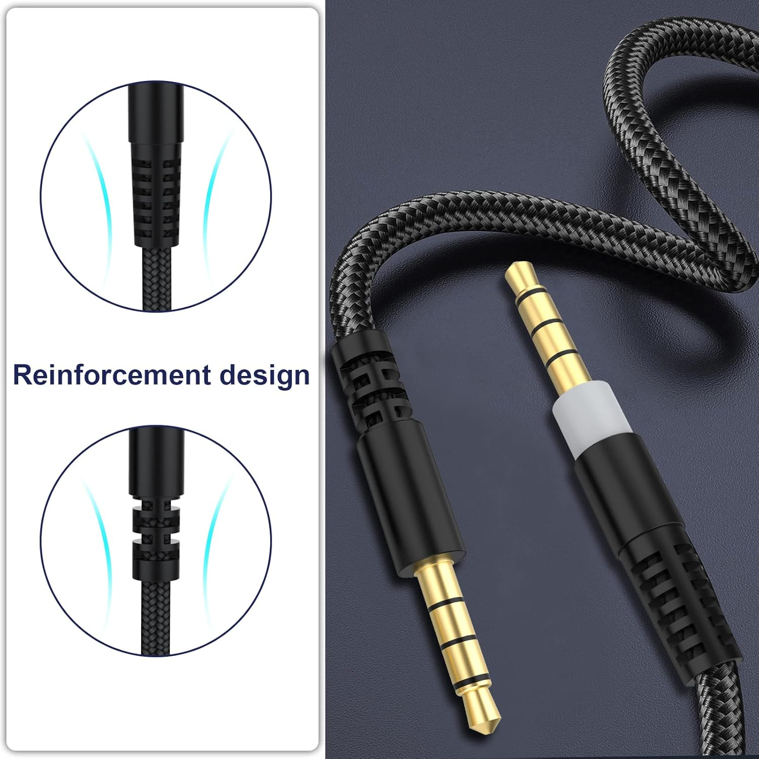 Alpha Replacement Audio Cable - Compatible with Kingston Hyperx Cloud Alpha and Mix Gaming Headset, 3.5Mm Plugs, 4.9Ft image number 1