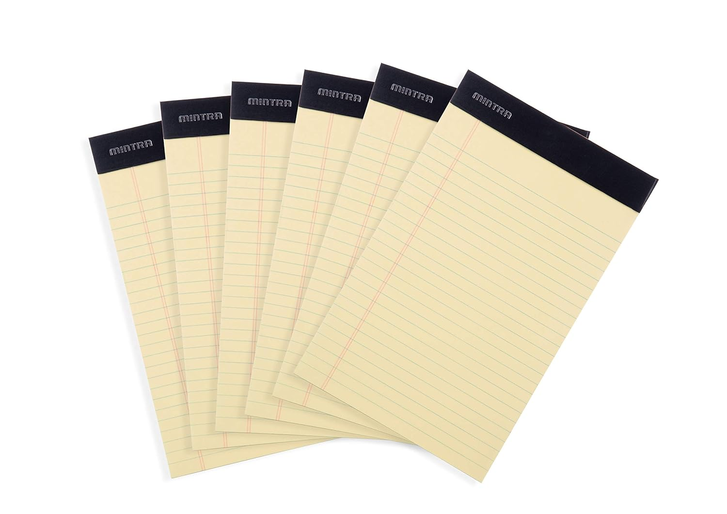 Mintra Office Legal Pads - ((Basic Canary 6Pk, 5In X 8In, Narrow Ruled)) - 50 Sheets per Notepad, Micro Perforated Writing Pad, Notebook Paper for School, College, Office, Business image number 2