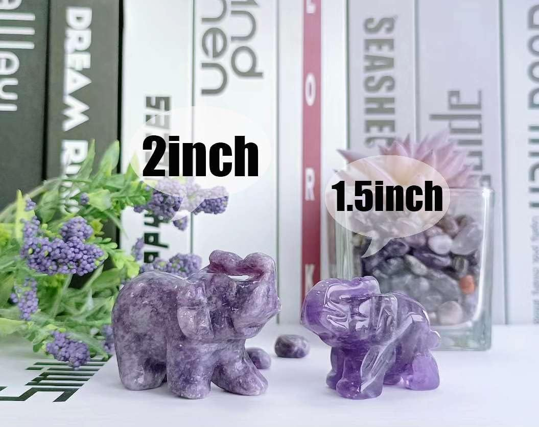 LAIDANLA 2Inch Amethyst Elephant Statue Healing Polished Cute Crystal Natural Gemstone Home Room Office Desk Kitchen Decoration Figurine Gifts Mental Energy image number 4