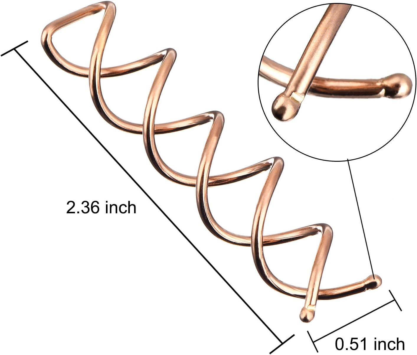 Spiral Hair Pin Spin Pin Spiral Hair Clip Spin Clip Bun Stick Pick for DIY Style 20 Pack (Rose Gold) - Black image number 5