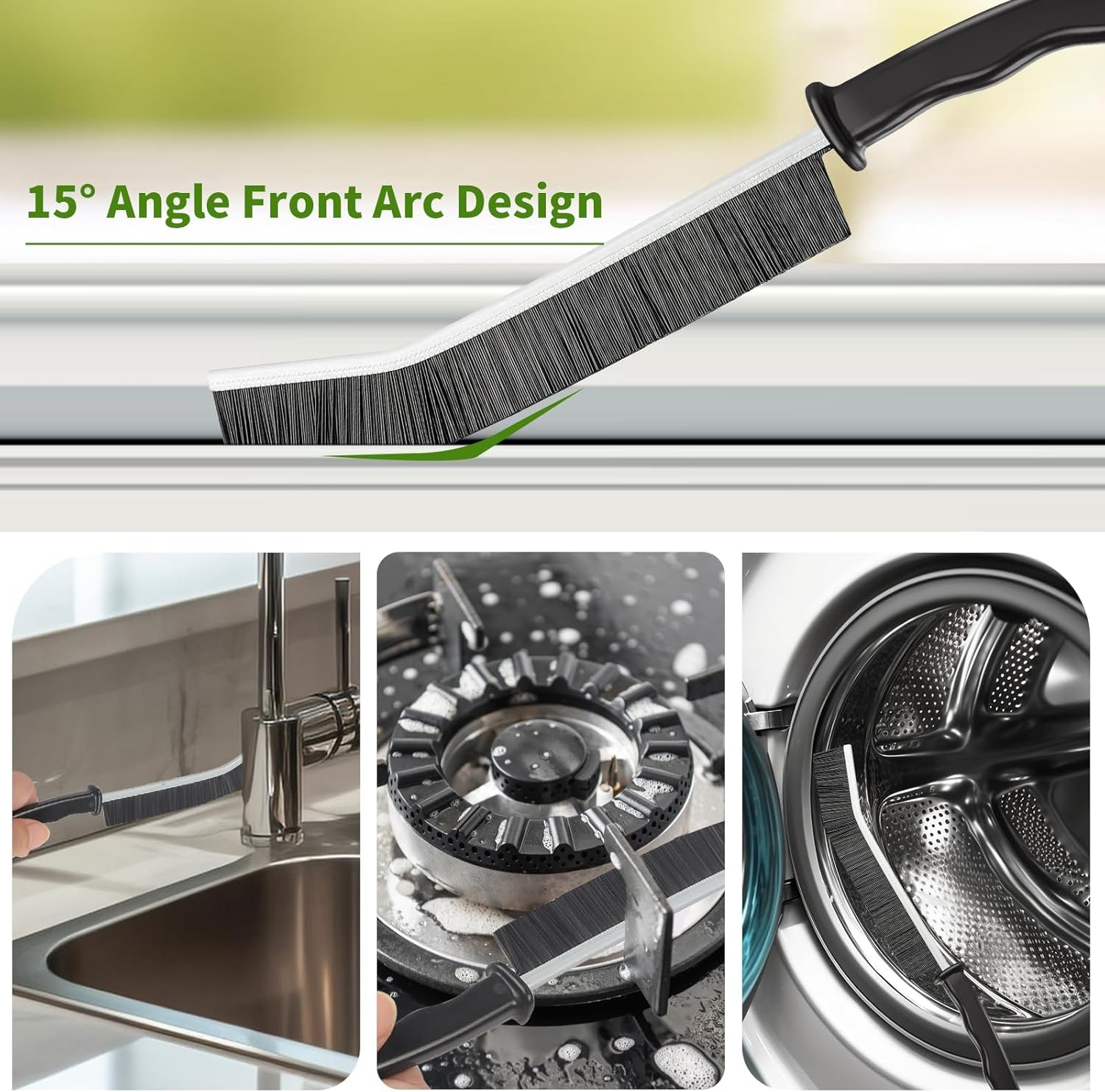 8Pcs Crevice Cleaning Brush Set - Hard Bristle Scrub Brush Kit for Bathroom & Kitchen, Multi-Surface Gap Cleaning Tools with Ergonomic Handle, Durable Cleaning Supplies for Tile/Window/Toilet image number 4