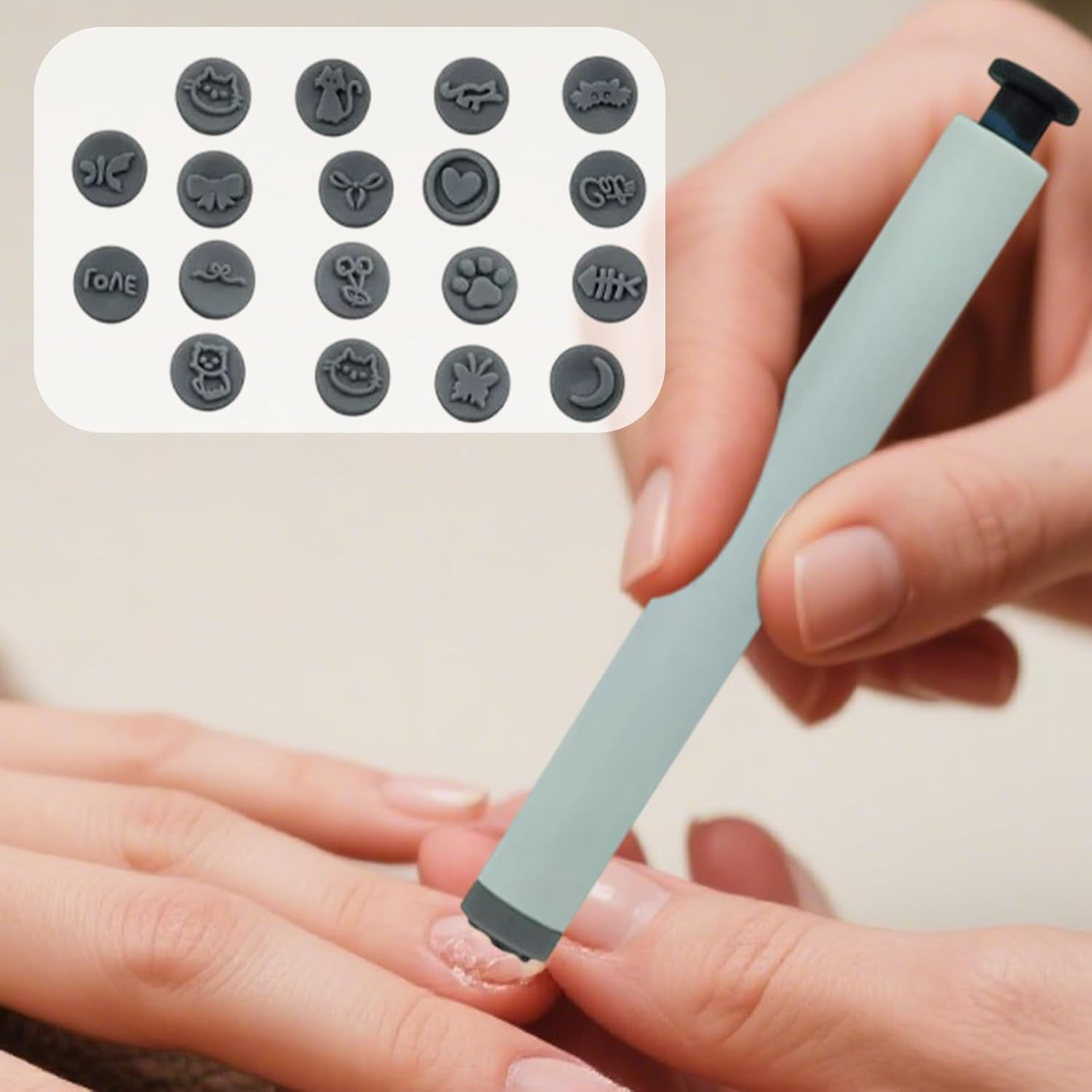 Nail Print Stamp Pen - Nail Stamping Art Pen Set - Portable Manicure Decoration Accessories for Women Teens Kids Children Teenagers Friends image number 2
