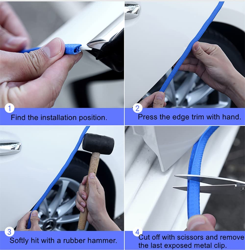 Uandhome Car Door Edge Guards, 5M U Shape Car Door Edge Protector Guard Rubber Anti-Collision Rubber Clips Trim Seal Lining Protect Fit for Most Car