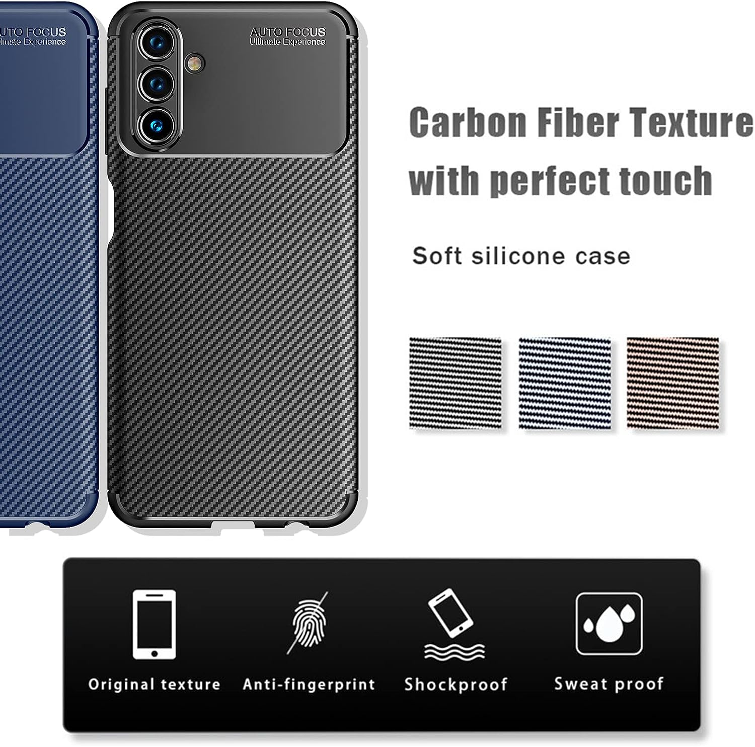 Electro-Weideworld Case for Samsung Galaxy A04S/A13 5G + [3 Pack] Screen Protector, Shock-Absorption Flexible Silicone Protective Cover Phone Case for Samsung Galaxy A04S/A13 5G, Black