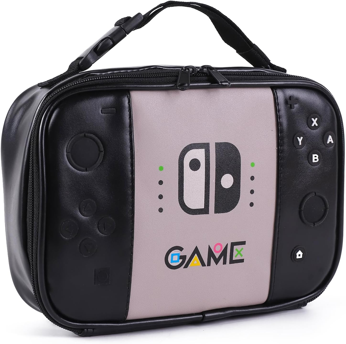 ONTESY Boys Lunch Bag Switch Game Lunch Cooler Thermal Insulated Food Container Waterproof Leather Mini Lunch Pail for Boys Girls Kids Toddlers Teens Men Women for School Pinic (Black)