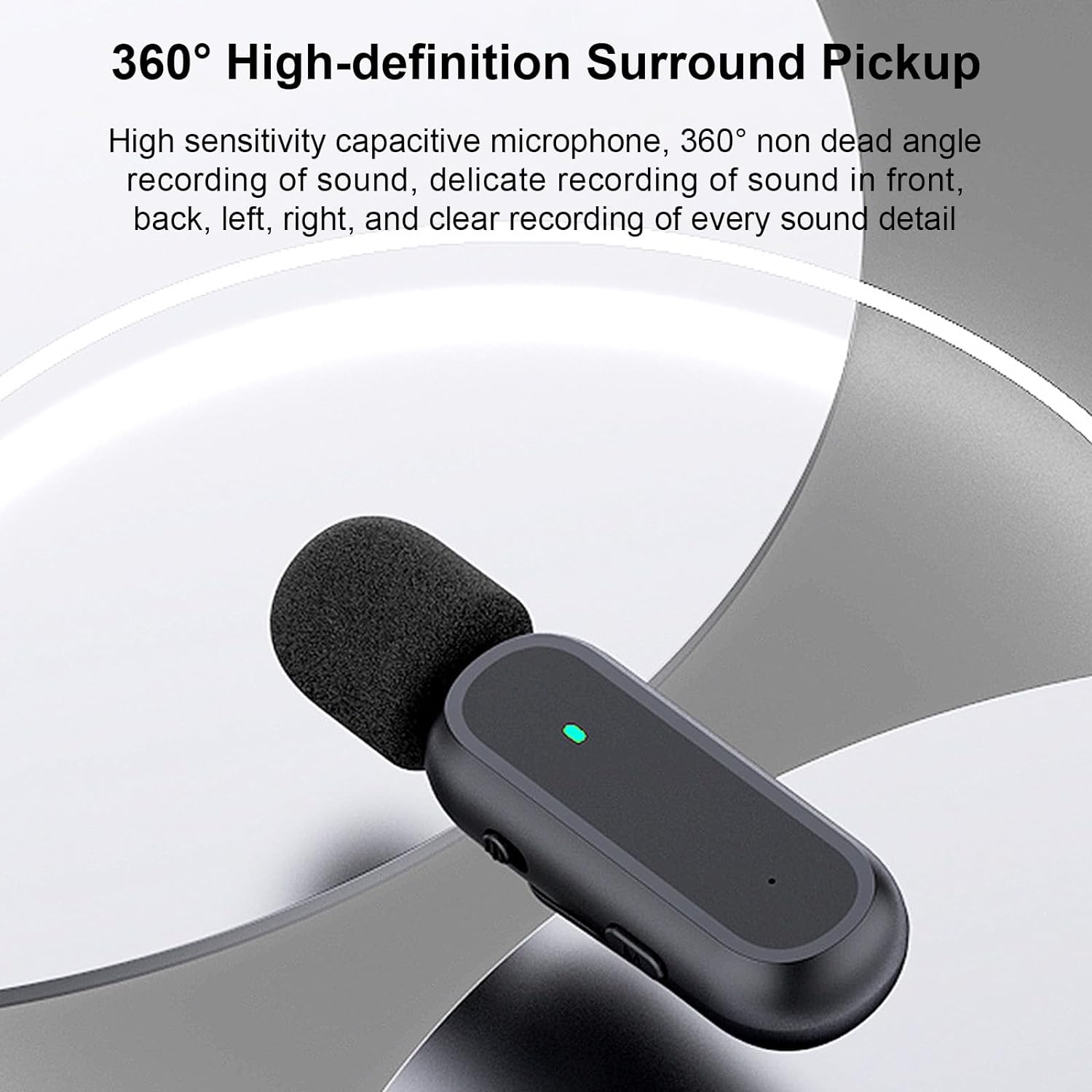Domary Wireless Clip-On Microphone Wireless Mic Receiver and Transmitter with Charging Box for Type-C Mobile Phone Rechargeable Microphone with Windscreen image number 4