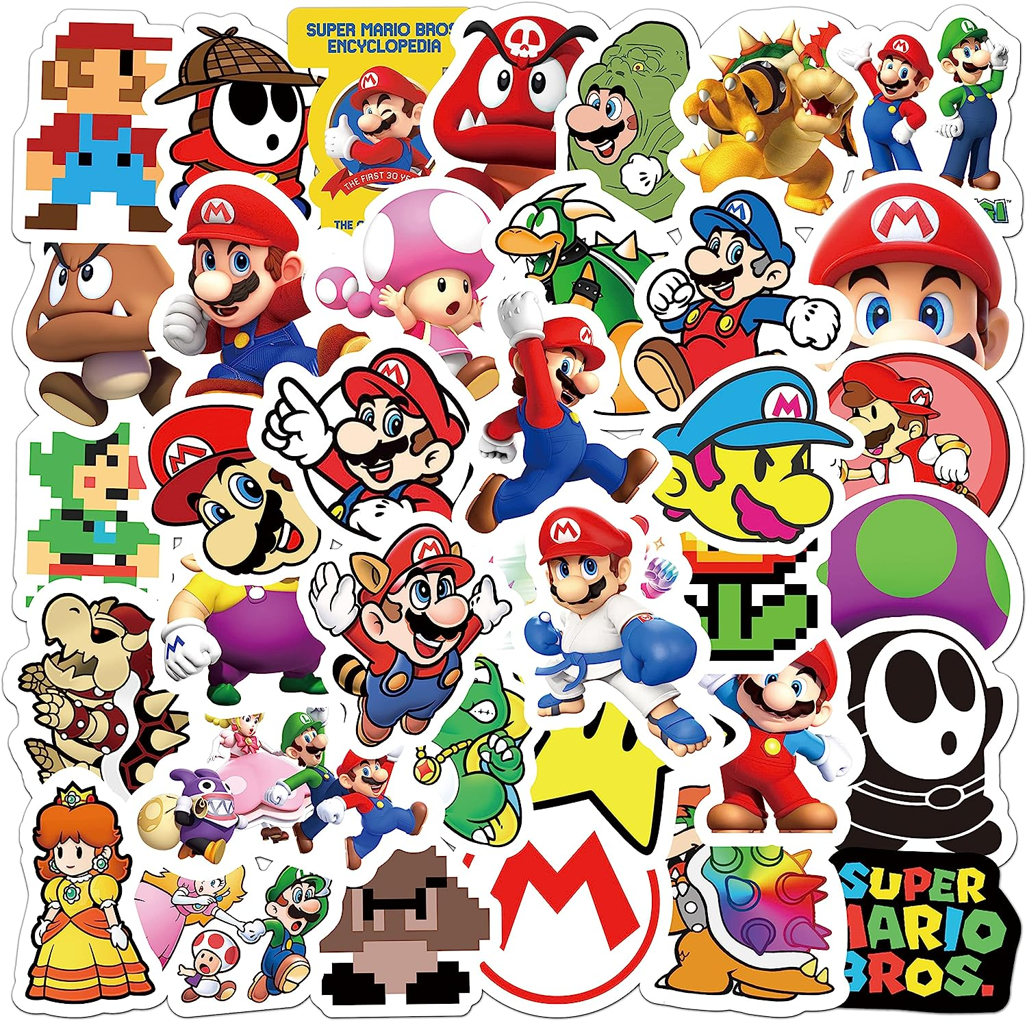 50PCS Super Mario Stickers, Vinyl Waterproof Stickers for Laptop,Bumper,Skateboard,Water Bottles,Computer,Phone,Cartoon Anime Stickers for Kids Teens Adult image number 4