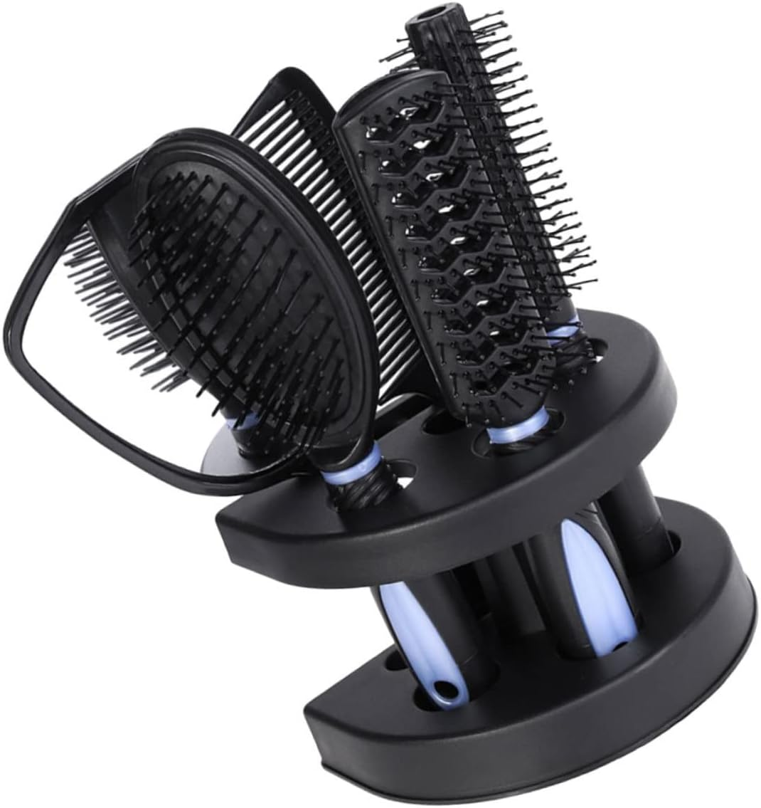 Anti-Static Hair Comb and Brush Set with Mirror 5Pcs Blue Hair Care Styling Tools for Home and Salon Use image number 1