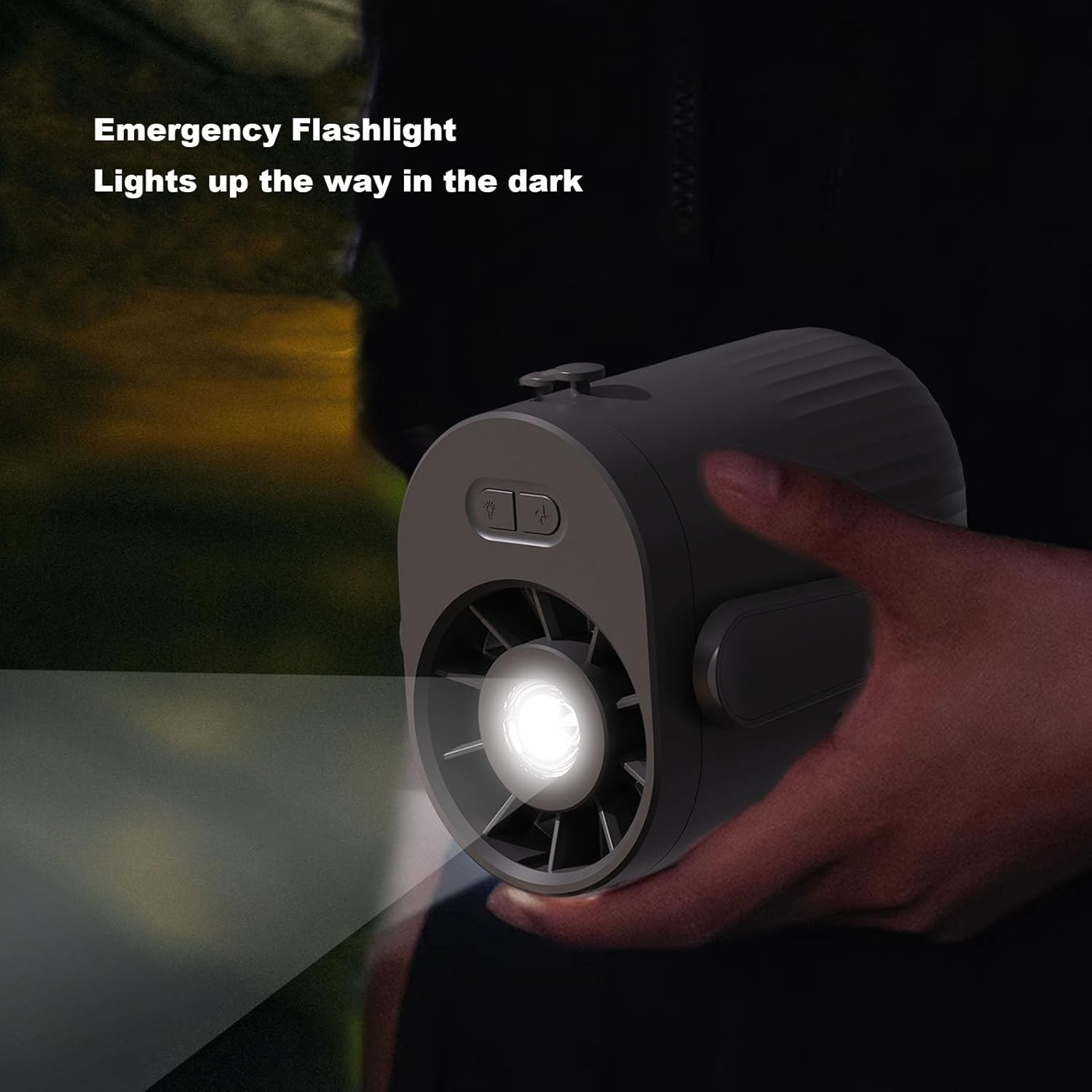 Portable Waist Clip Fan - 4000Mah 3 Speed Adjustable Outdoor Turbo Fan with Emergency Light, Rechargeable Hand Fan for Travel Camping (Black) image number 1