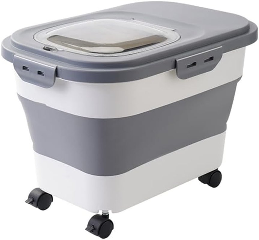 Dog Food Storage Container 15Kg, Airtight Pet Food Storage Containers with Wheels & Removable Sealed Lid, Collapsible Cat Food Containers image number 3