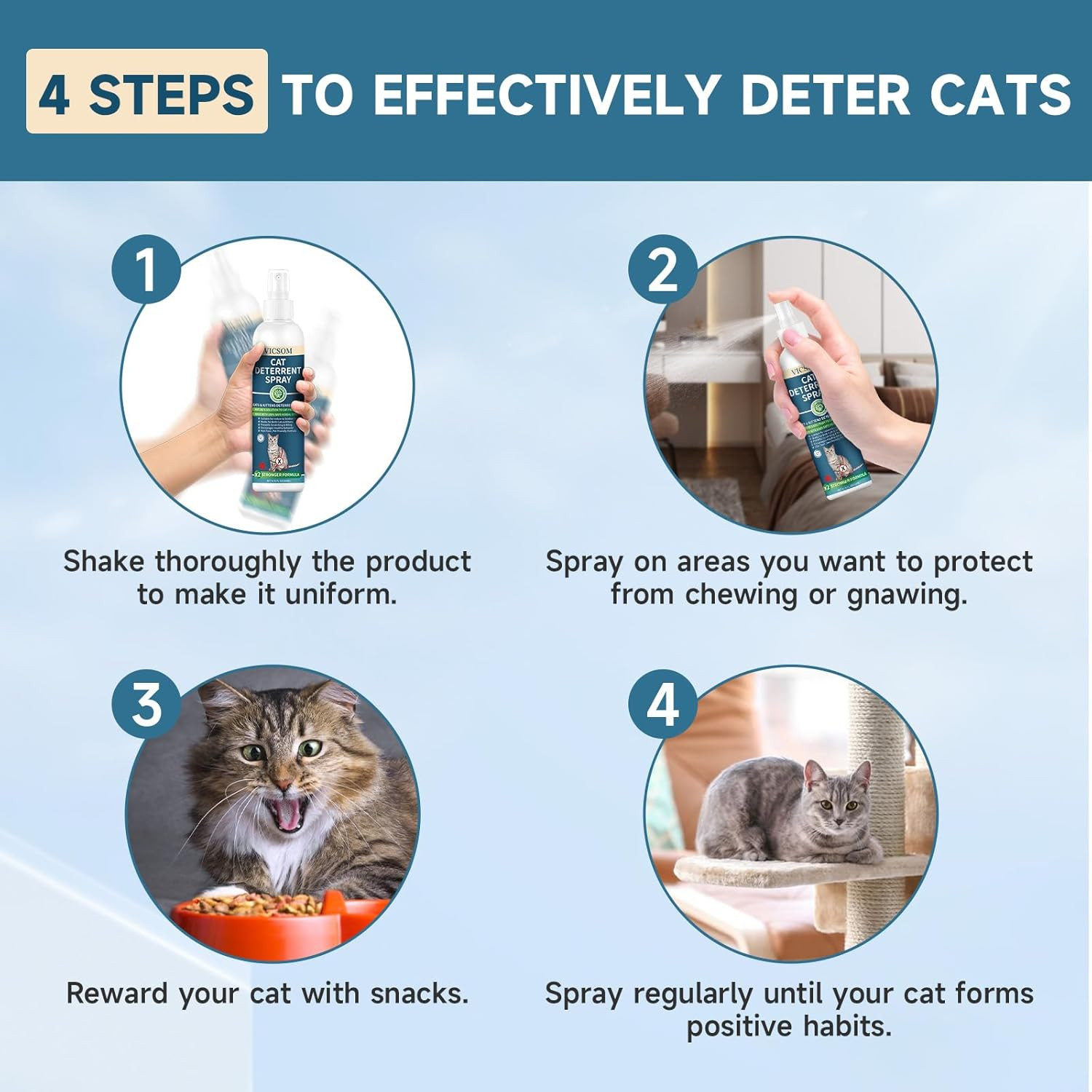 VICSOM Cat Repellent Spray 200Ml, Cat Deterrent Spray Indoor Outdoor, Natural anti Scratch Cat Spray for Scratching, No Trace Cat Spray Deterrent for Cats Kitten Training Aid Protect Furniture Garden image number 1