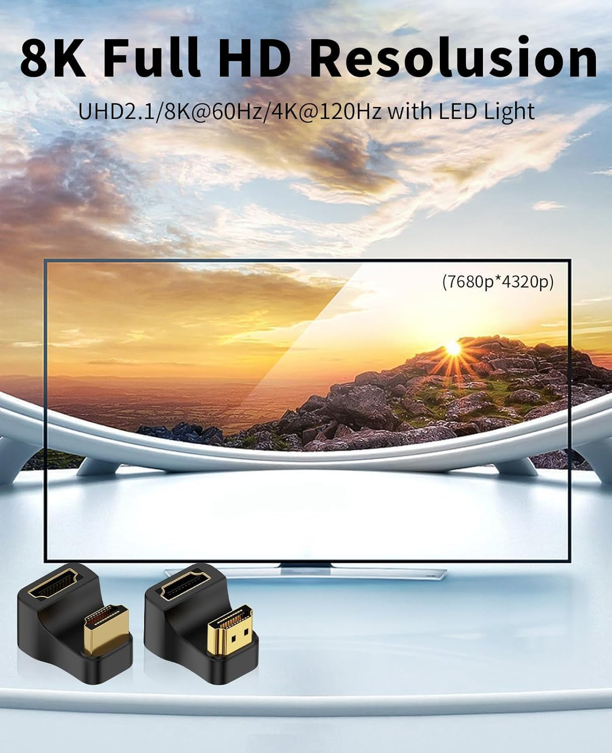 Duttek 8K U Shaped HDMI Adapter, 180 Degree HDMI Extender with LED Indicator for Laptop, HDTV, PS5 - 2 Pack image number 5