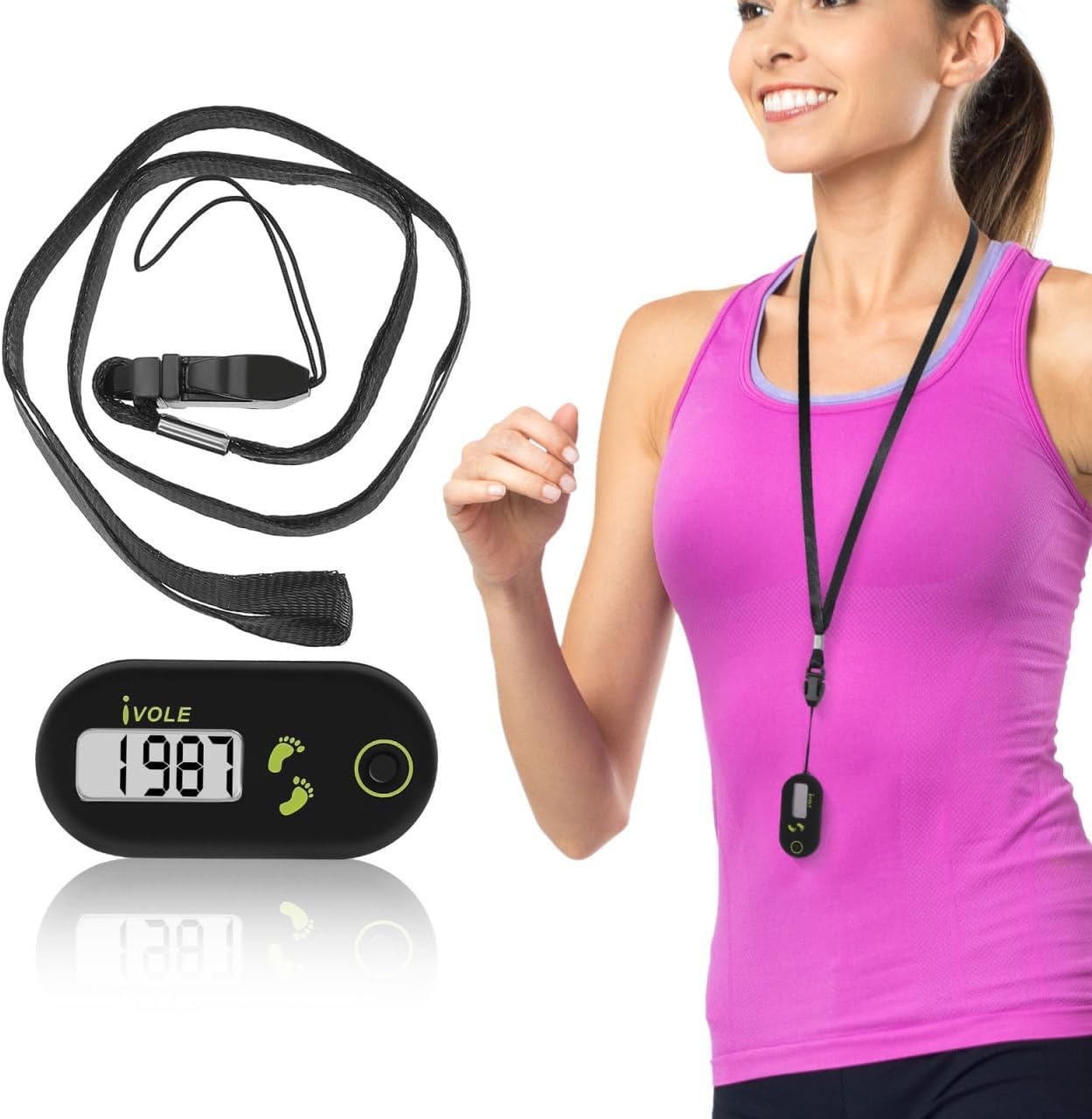 Toddmomy Pedometer for Walking, Step Counter Lady Tools Electronic Step Tracker for Seniors Pedometer Clip on Tracking Device Sporting Goods image number 3