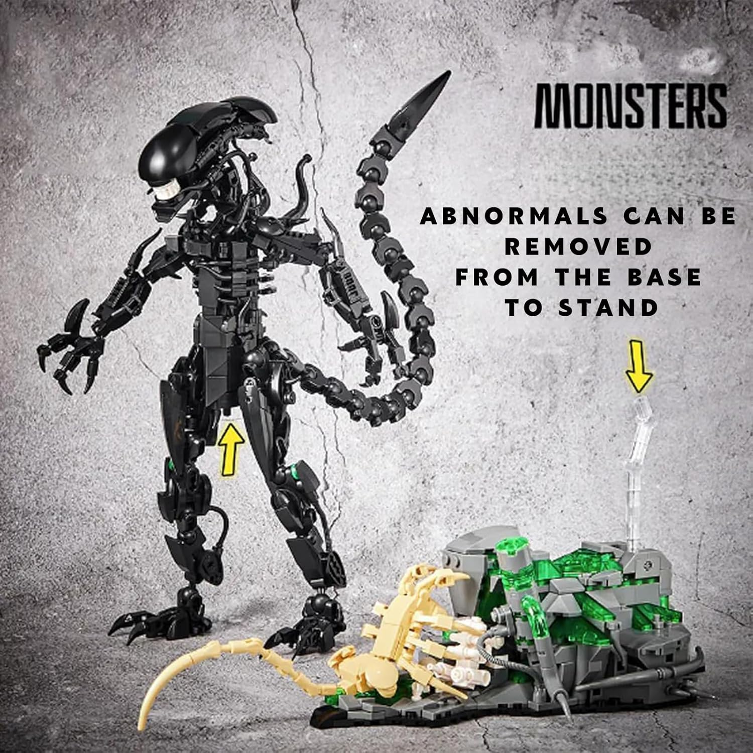 Xenomorph Action Figure with Facehugger Building Kit Compatible with  Sets for Adults, Horror Halloween Toys for Boys 8-12, 14 Years up (958 Pcs, with Led Light) image number 2