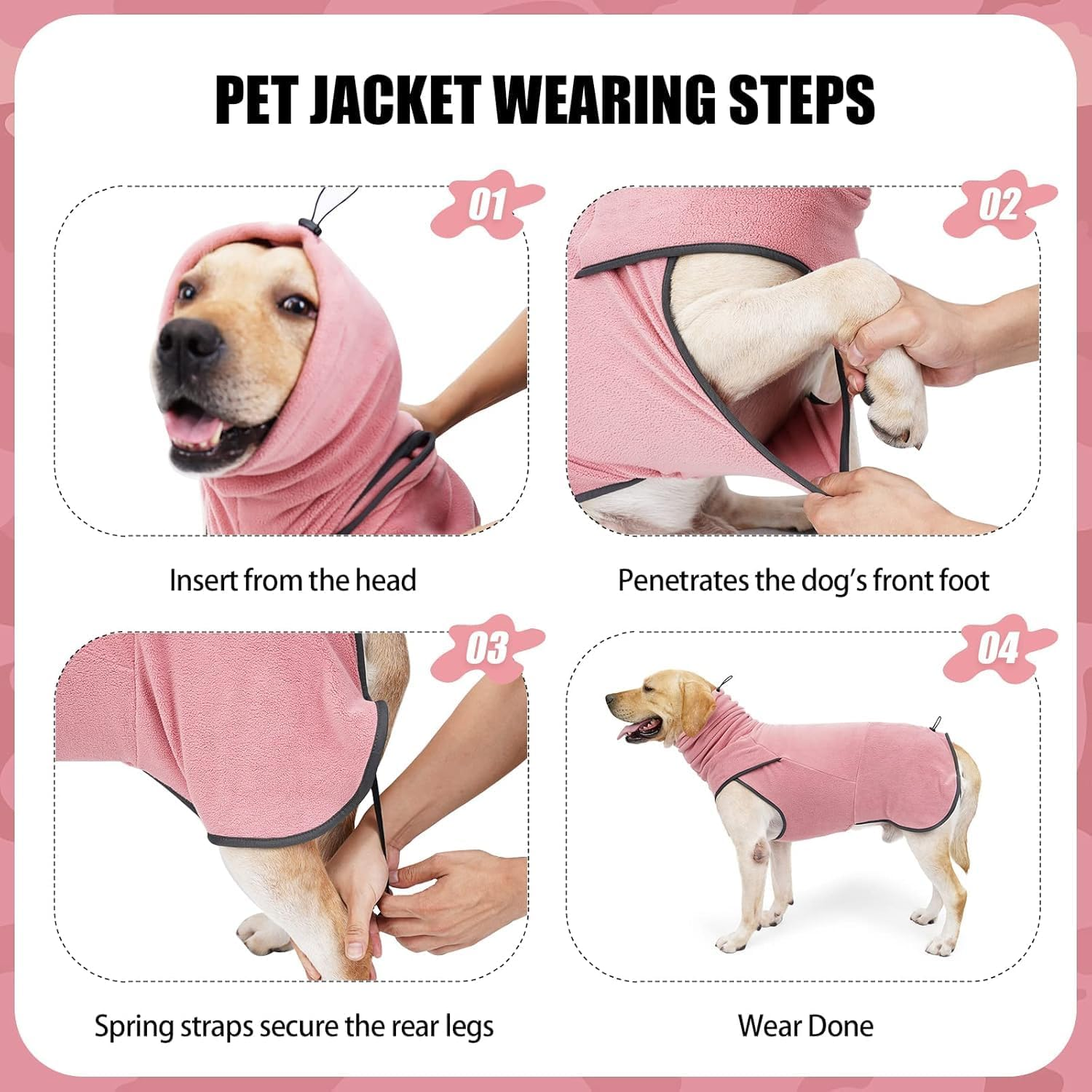 Dog Sweater for Cold Weather, Soft Dog Vest, Snow Coat for Dogs, Dog Pullover, Dog Winter Clothes for Small Medium Dogs Blue (Pink, L) image number 3