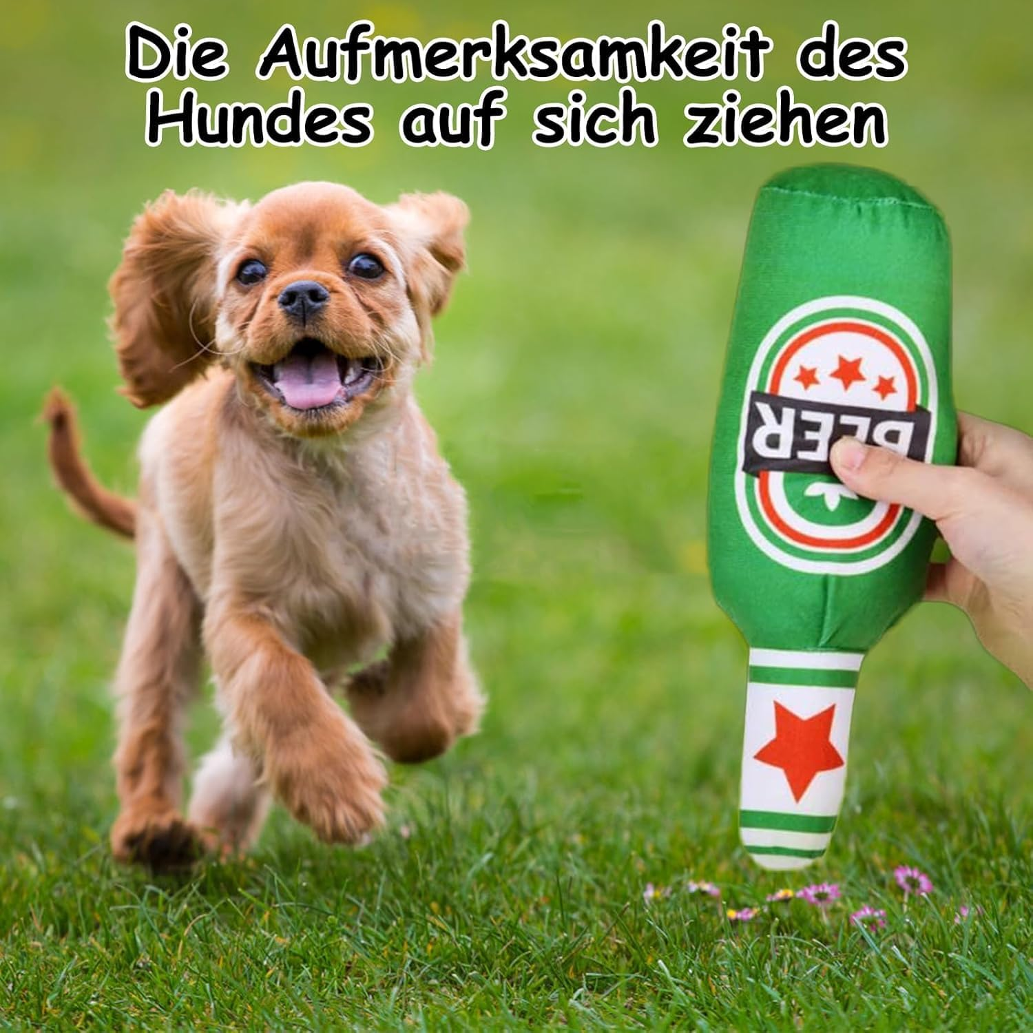 2 Pieces Soft Beer Bottle Plush Dog Squeaky Toy - Dog Chew Squeaky Toy for Small, Medium, and Large Dogs image number 5