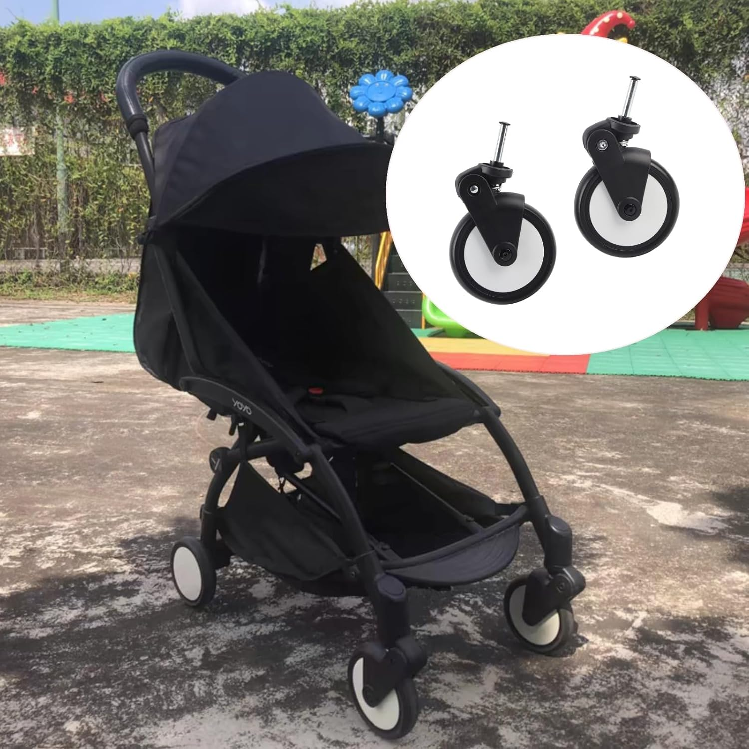 Baby Stroller Wheels, Replacement Wheels for Stroller, Plastic Wheel Replacement, Suitable for Providing Excellent Stability(A Pair of Front Wheels)