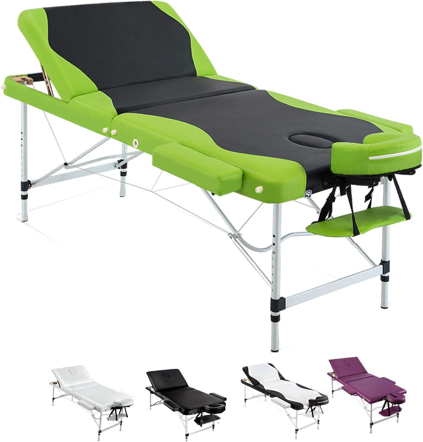 Zenses Massage Table Violet 75Cm Portable Aluminium, Massages Therapy Bed Headrest Chairs, Folding 3 Fold Beauty Spa Waxing Bounes Cover Covers Carry Bag