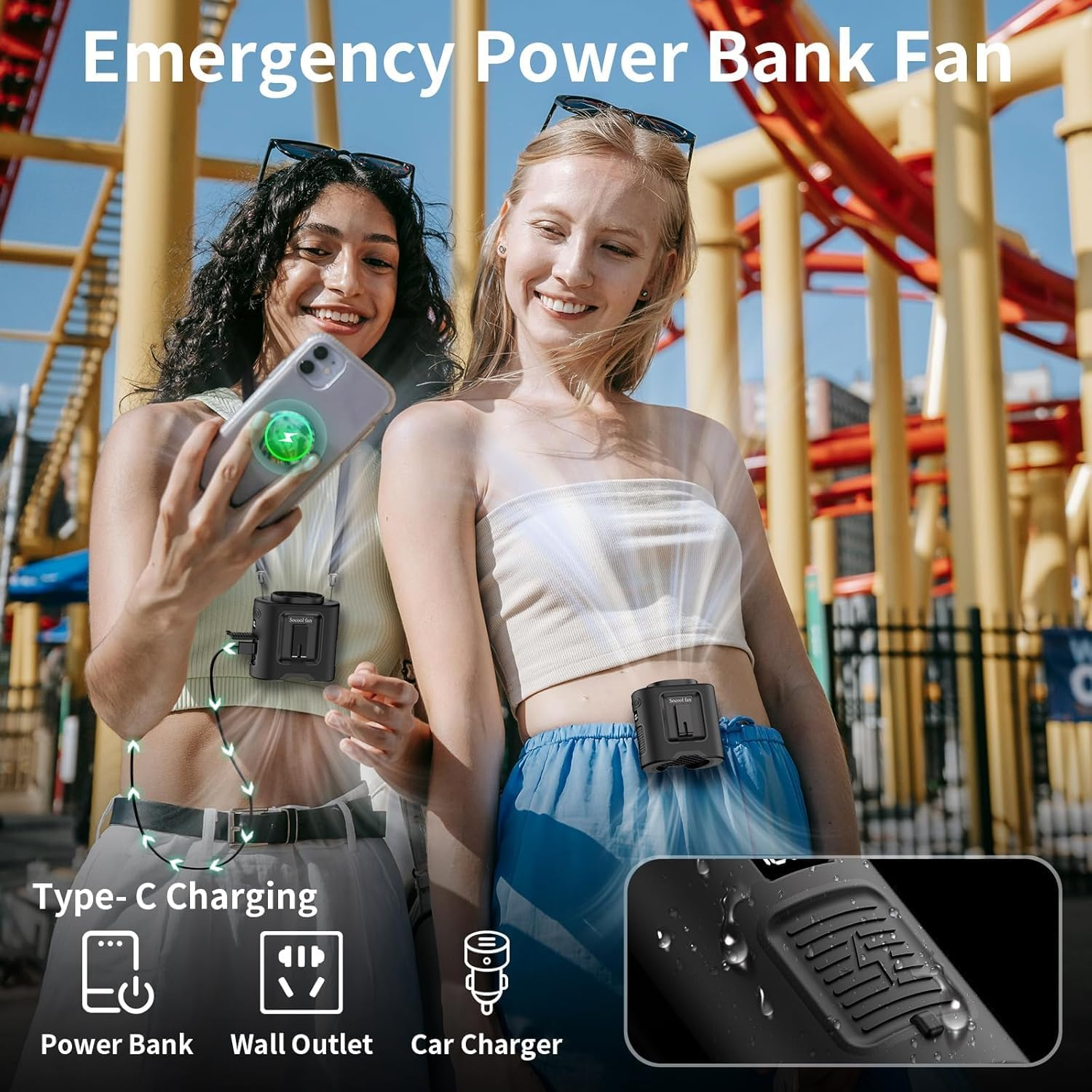 14500Mah Belt Fan, Waist Fan with Max 67H Working Time and 5 Speeds Adjustable, Clip on Fan for Outdoor Jobsite Camping Farms (Black) image number 5