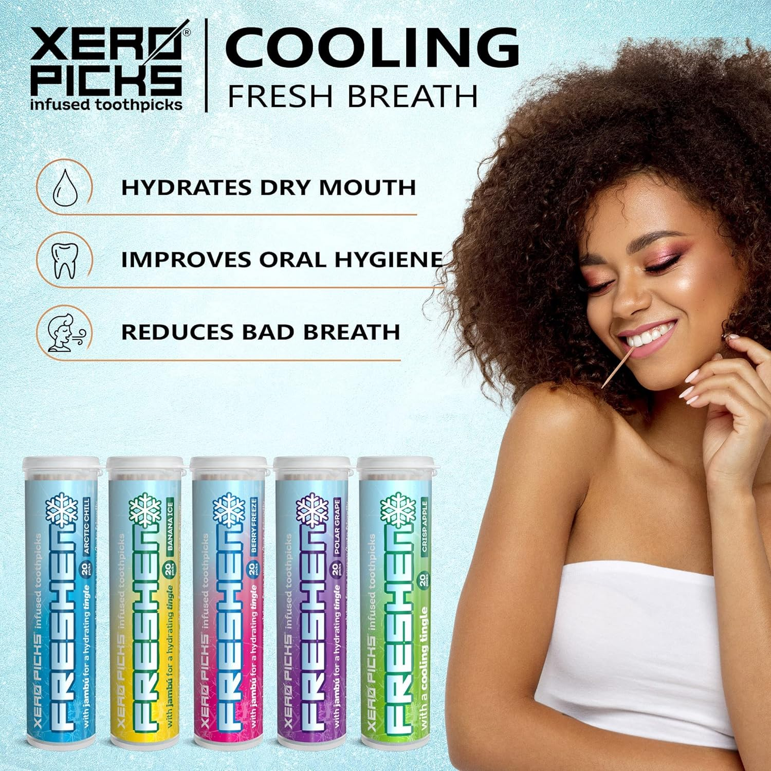 Xero Picks Freshen - Variety - Infused Flavored Toothpicks for Long Lasting Fresh Breath & Dry Mouth Prevention - 100 Picks - 5 Pack image number 5