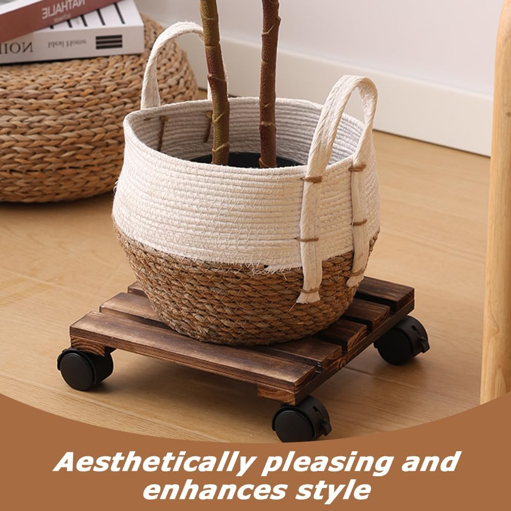 2 Pack Plant Stand,Plant Saucers,Plant Caddies,Plant Dolly Rolling,Sliding Wheels Tray,With Wheels Plant Dolly Rolling Plant Stand Plant Roller with Casters for Indoor and Outdoor,Square image number 1